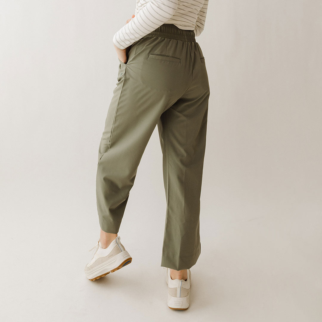 Audrey Wide Leg Pants for Women - Olive Green High Waist Palazzo Trousers | Comfortable Office Wear & Casual Outfit
