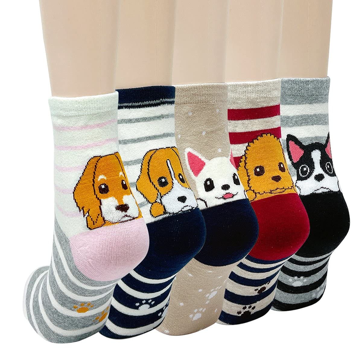 ALLYDREW Women's Animal Print Furry Socks - Cozy Novelty Crew Socks for Cat & Dog Lovers - Perfect for Winter, Gifts & Casual Wear