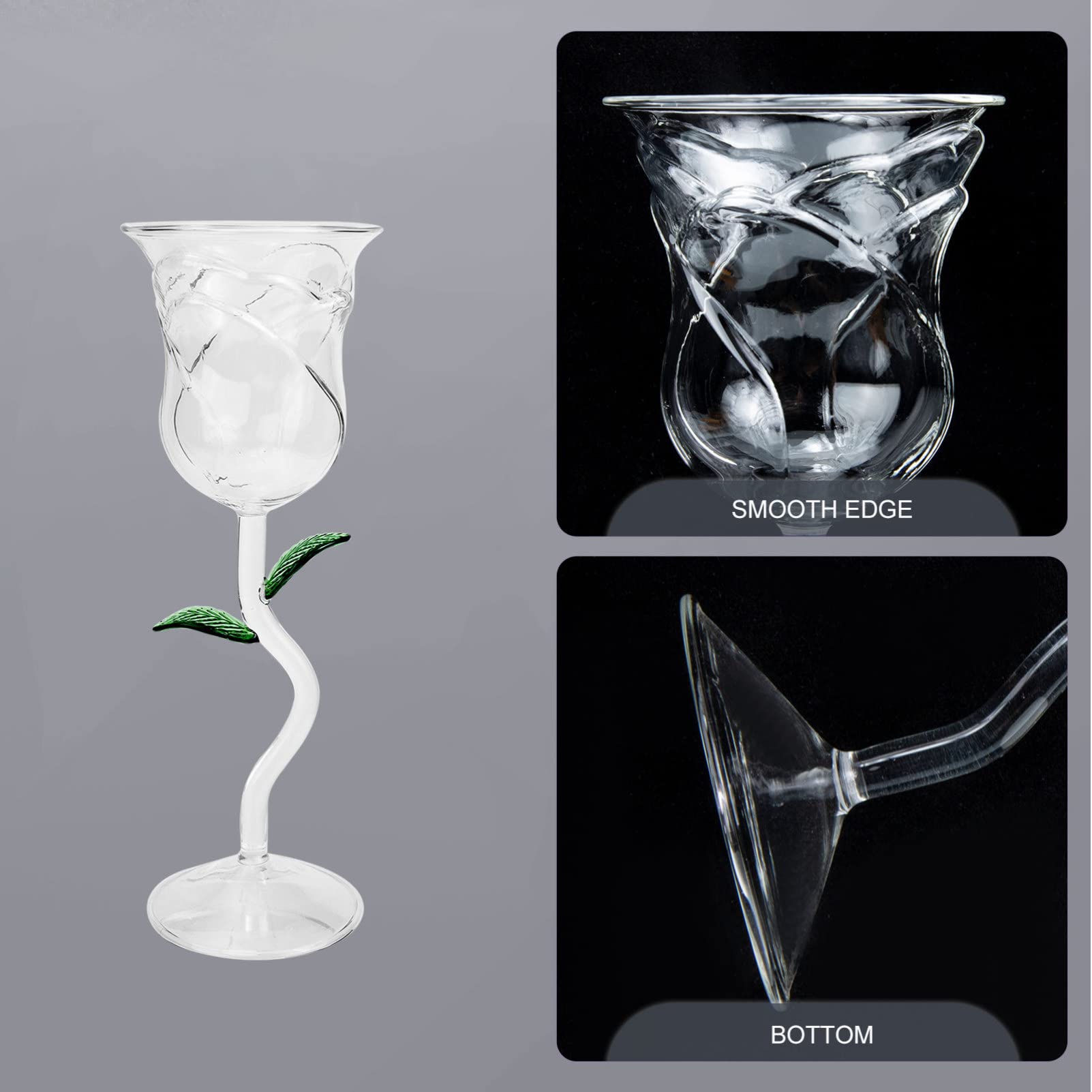 Elegant Rose Wine Glass Set - 6-Piece Floral Red Wine Goblets for Cocktails, Champagne & Party Beverages - Perfect for Weddings, Anniversaries & Romantic Dinners