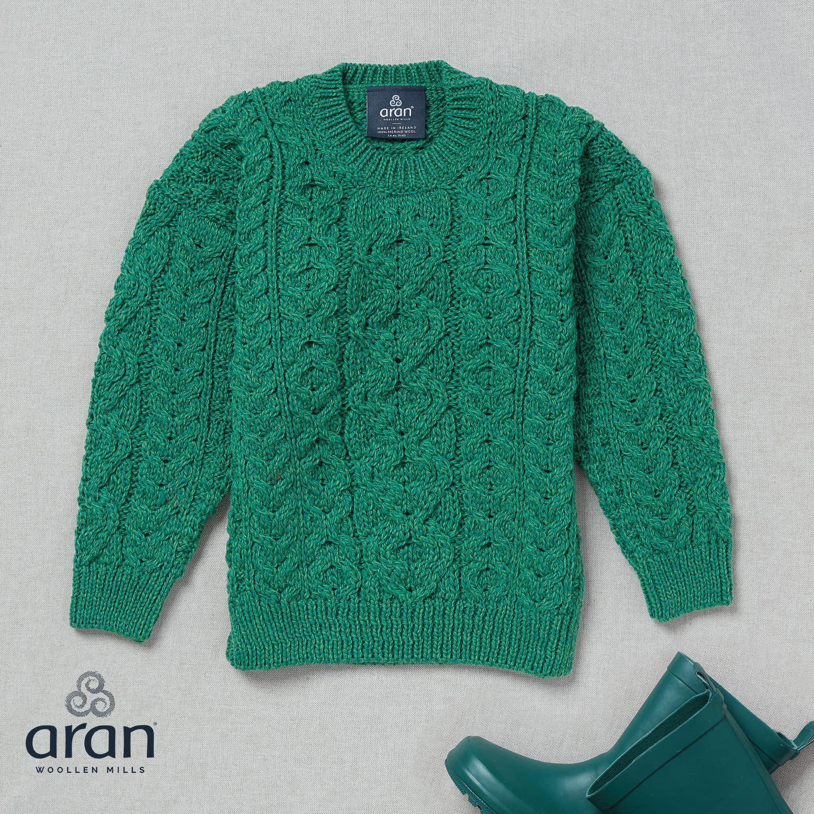 Ireland Kids' Merino Wool Crewneck Sweater - 100% Soft Warm Winter Pullover for Boys & Girls - Perfect for School, Outdoor Play & Family Photos