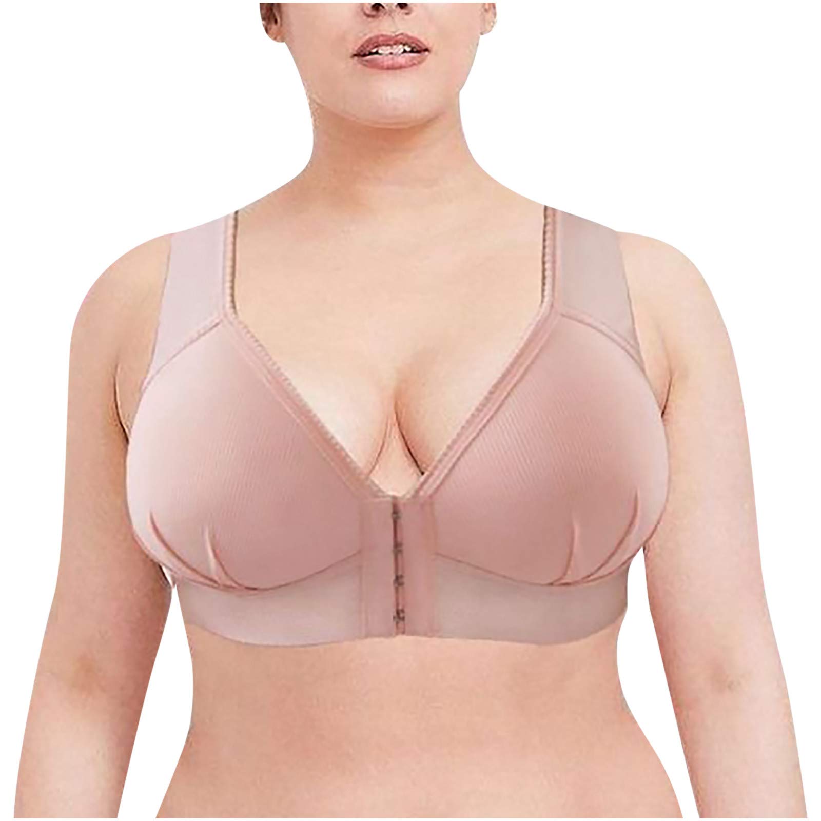 GRBOZC Women's Solid Color Front Closure Bralette - Comfortable Everyday Lingerie with Wide Straps for Support | Perfect for Work, Yoga & Casual Wear