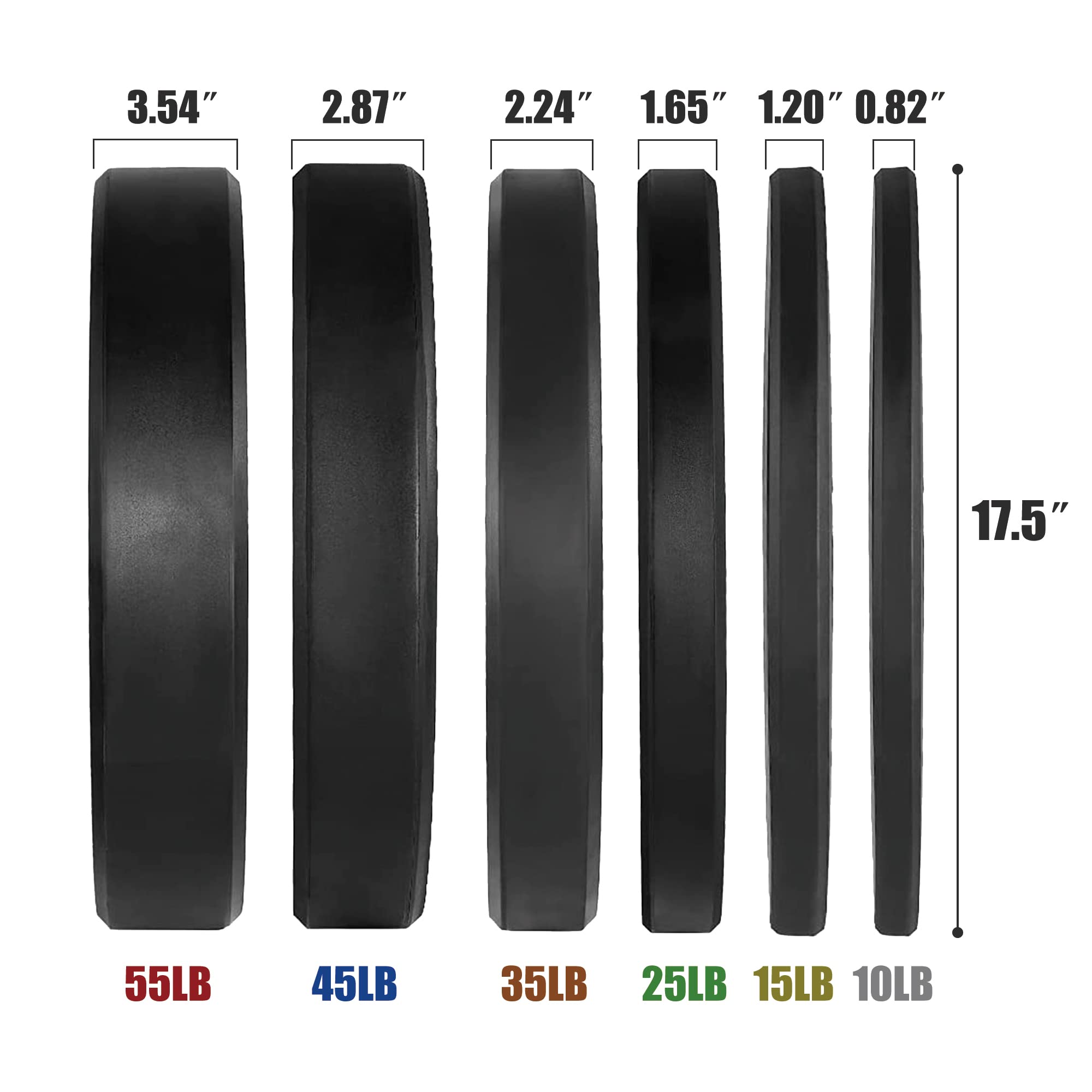 IFAST Olympic Bumper Weight Plates - 10LB to 55LB Rubber Coated Weightlifting Plates with 2-Inch Steel Insert for CrossFit, Powerlifting & Home Gym Workouts - Sold in Pairs or Complete Sets