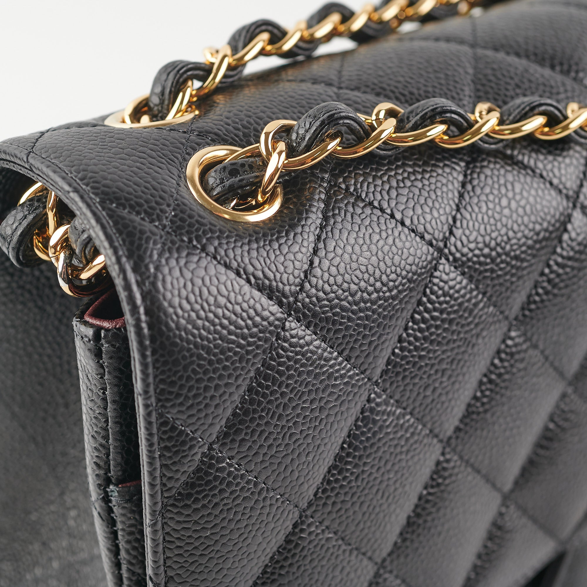 Authentic Chanel Quilted Jumbo Flap Bag in Black Caviar Leather with Gold Hardware - Perfect for Luxury Fashion & Special Occasions