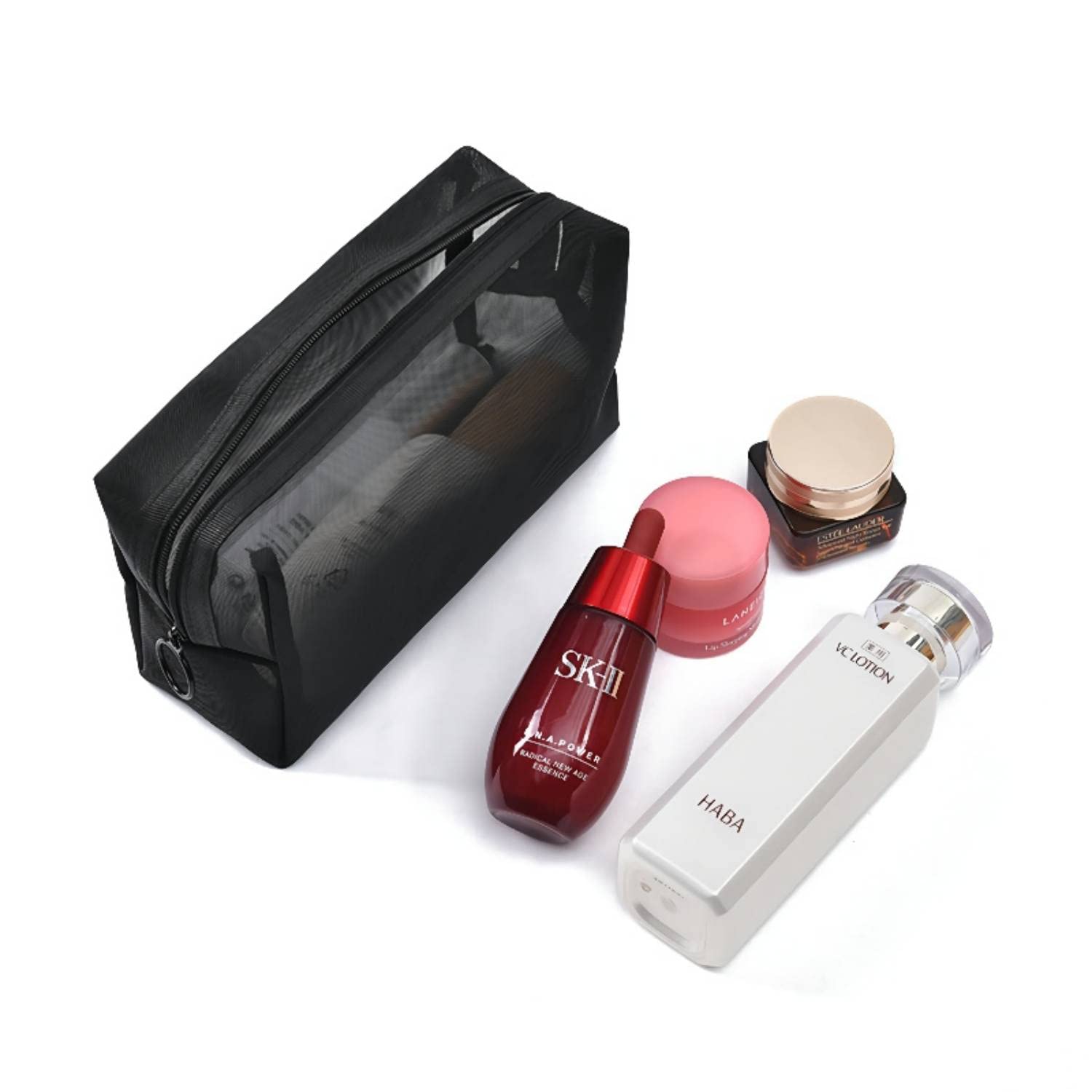Clear Mesh Cosmetic Bag Set of 3 - Waterproof Travel Makeup Organizer with Zipper Pouch for Home, Office & Vacation - Perfect for Toiletries, Jewelry & Small Essentials Storage