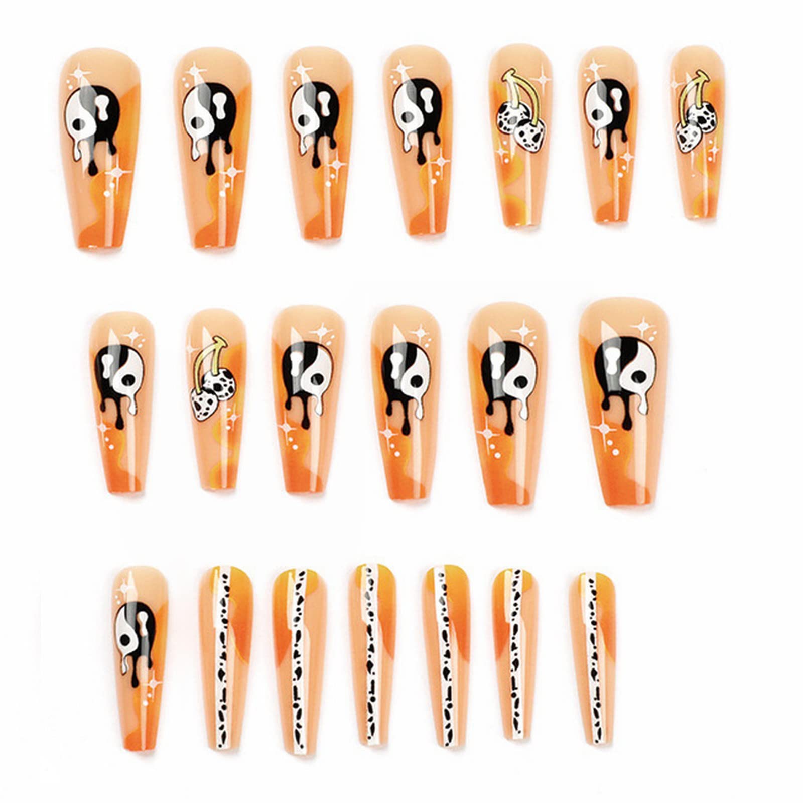 24-Piece Trapezoid Fake Nails with Glue - Press-On Nail Patches for Women & Girls, 1ml Nail Glue Included (Size A, One Size) - Perfect for Parties, Weddings, and Daily Nail Art