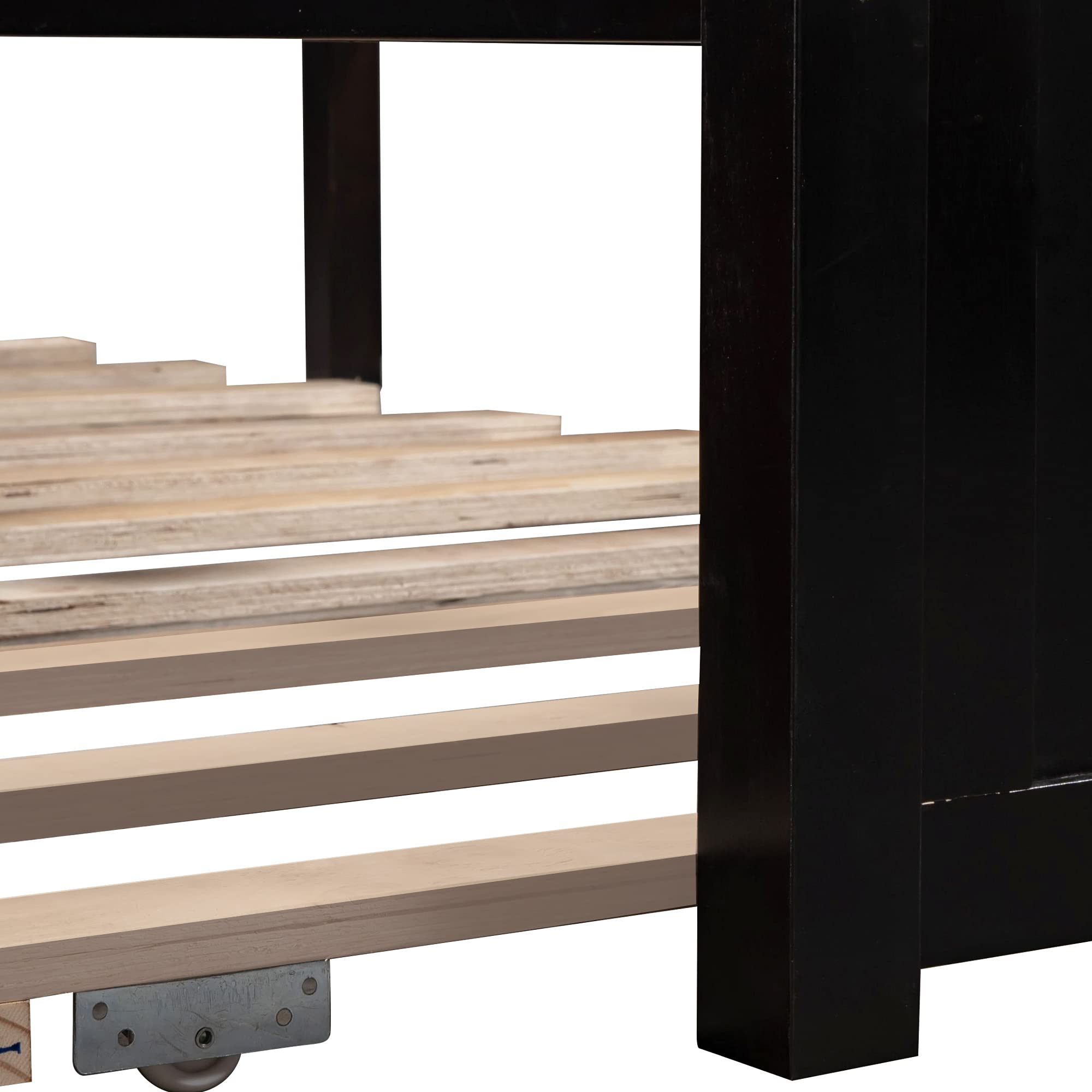 Modern Wooden Twin Size Platform Bed Frame with Trundle & Slats Support - Sturdy Headboard & Footboard - No Box Spring Required (Espresso Finish) - Perfect for Kids Rooms, Guest Beds & Small Space Bedrooms