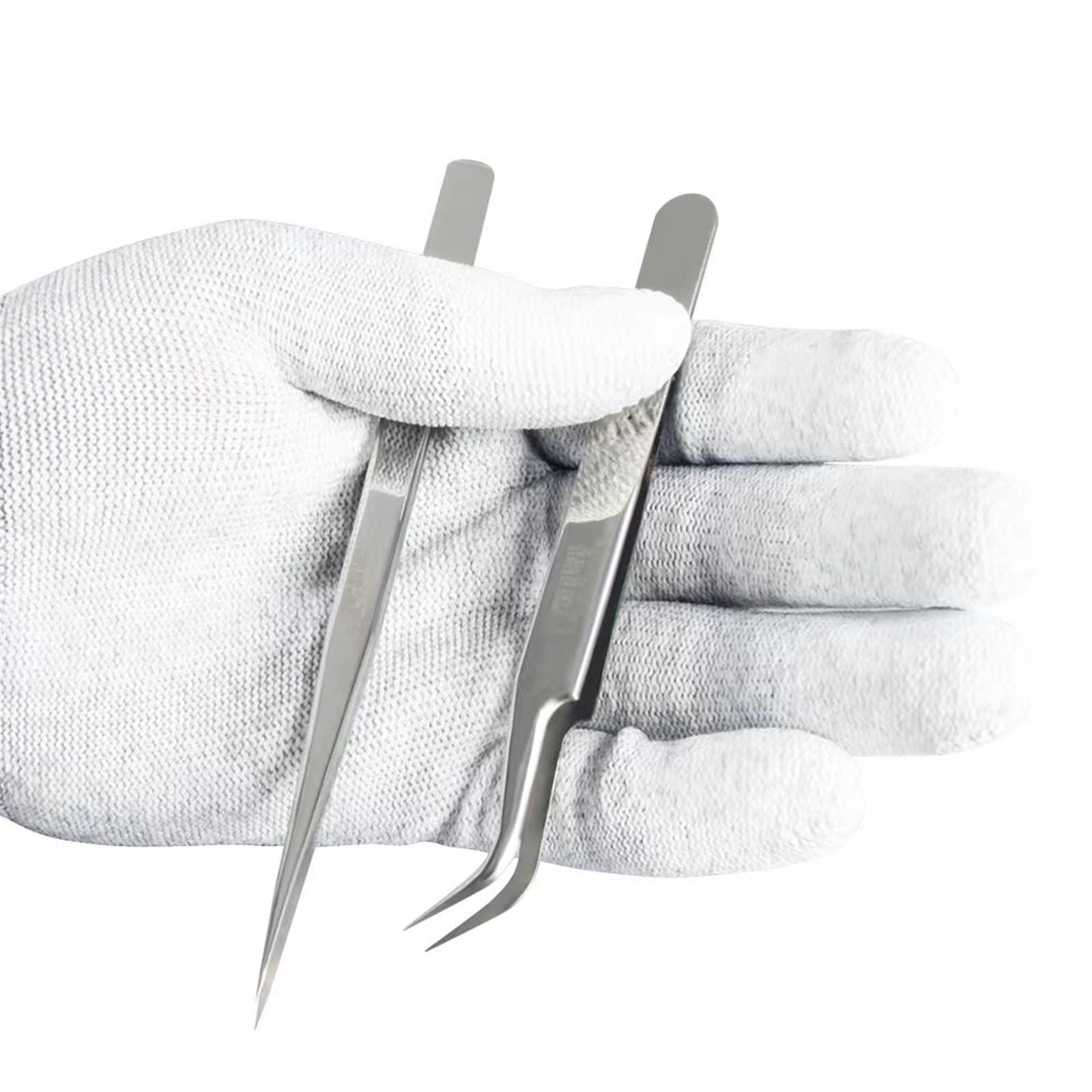 Professional Stainless Steel Hair Removal & Electronics Precision Tweezers - Curved & Straight Tip for Eyebrow Grooming, Phone Repair & Industrial Use - Durable Hand Tools for Beauty & Tech Maintenance