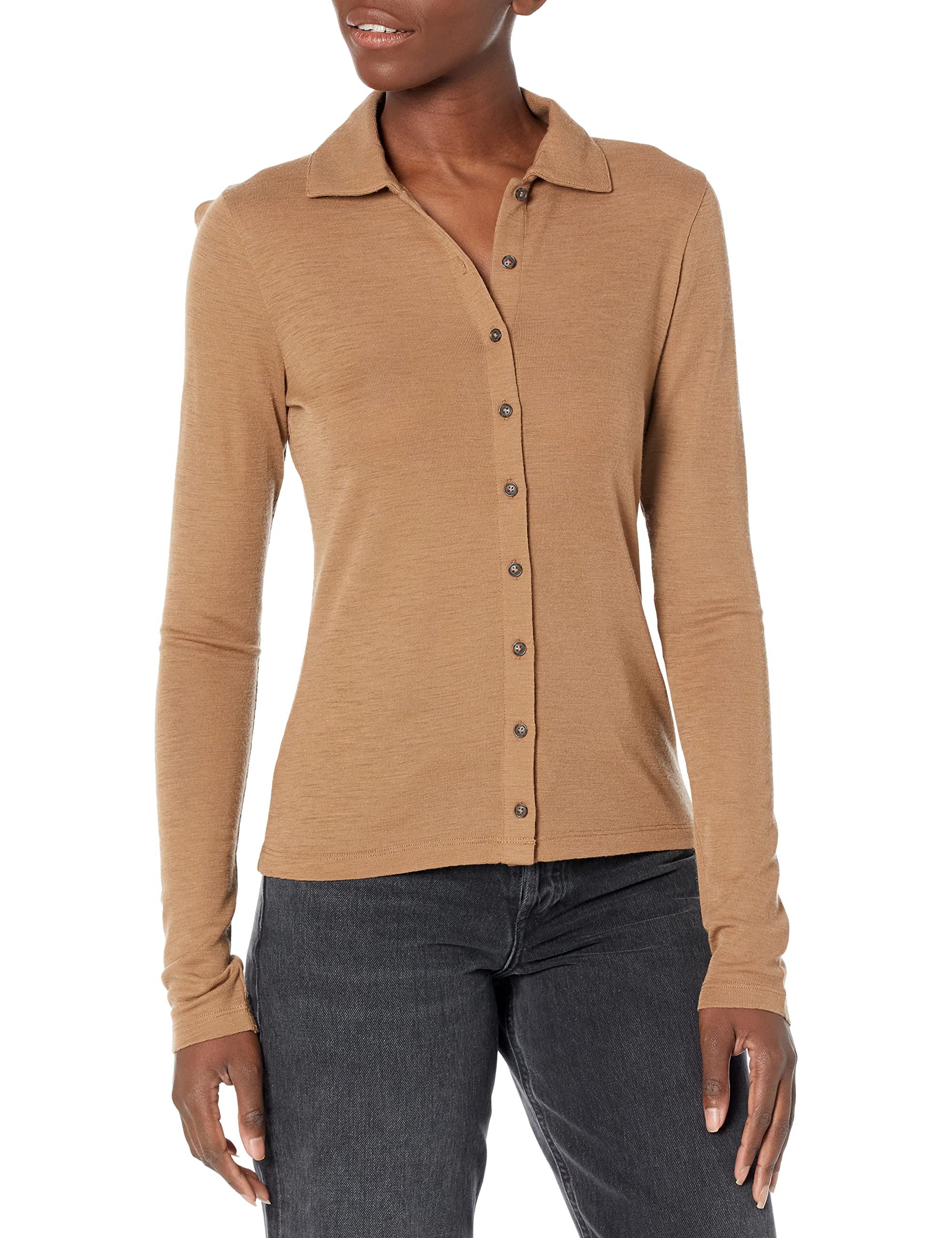 Vince Women's Long Sleeve Polo Shirt - Classic Cotton Knit Top for Casual & Office Wear | Perfect for Work, Dates & Everyday Outfits