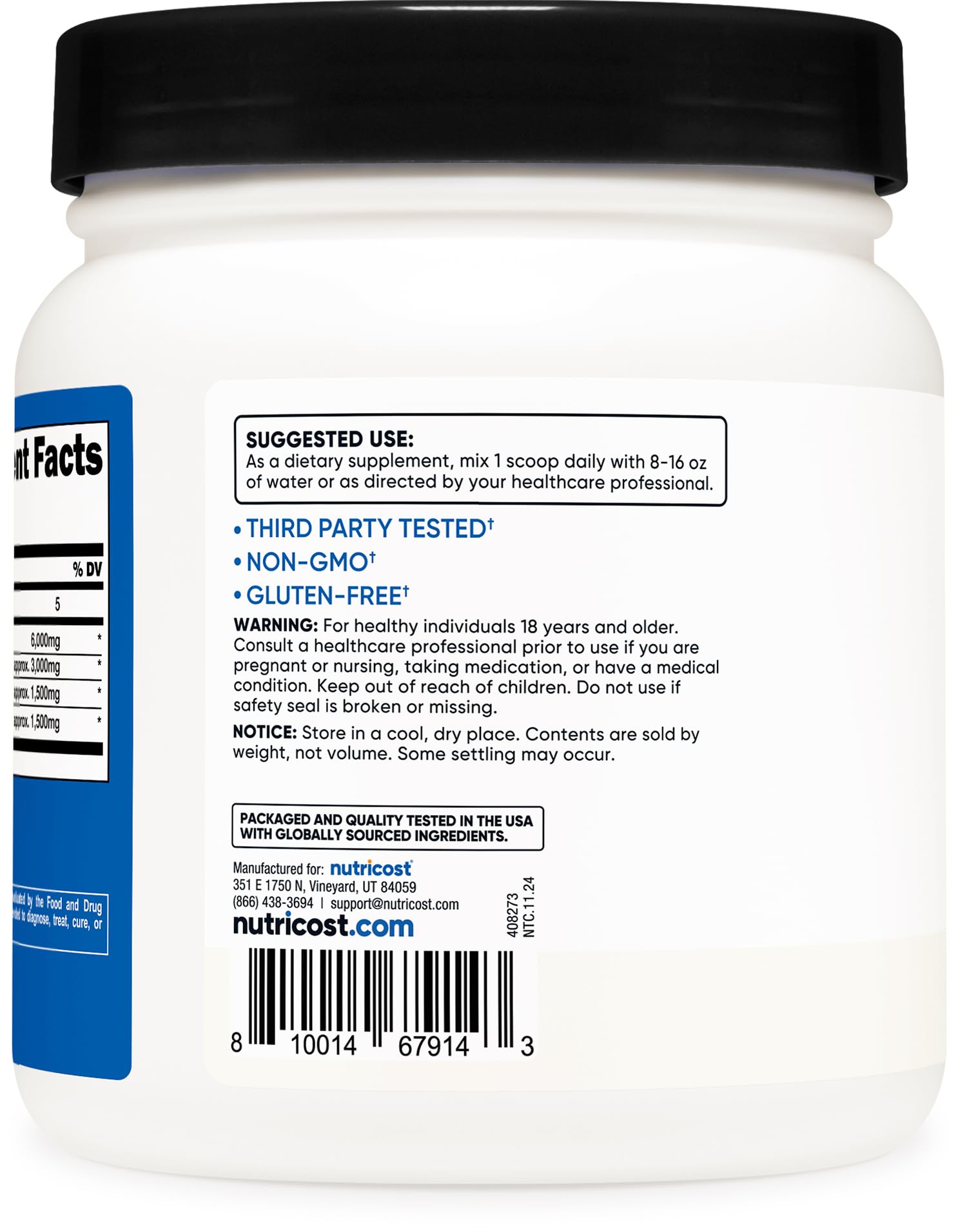 Nutricost BCAA Powder 2:1:1 Ratio - Unflavored Branched Chain Amino Acid Supplement (90 Servings) - Supports Muscle Recovery & Workout Performance - Ideal for Athletes & Fitness Enthusiasts
