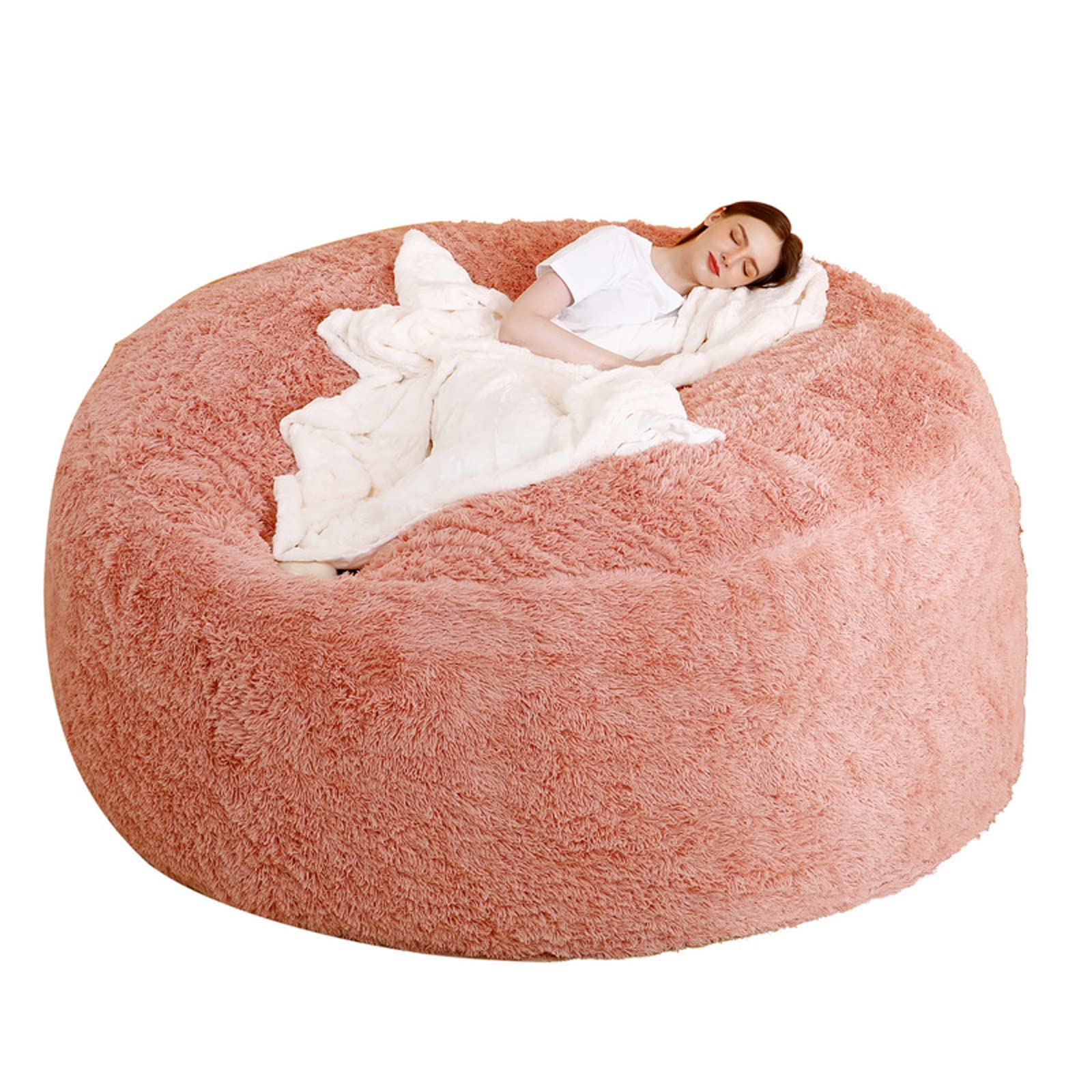 HBCC Large Round Bean Bag Chair Cover - Soft Fluffy Sofa Bed Replacement (No Filler Included) - Perfect for Living Room, Bedroom & Game Room Comfort
