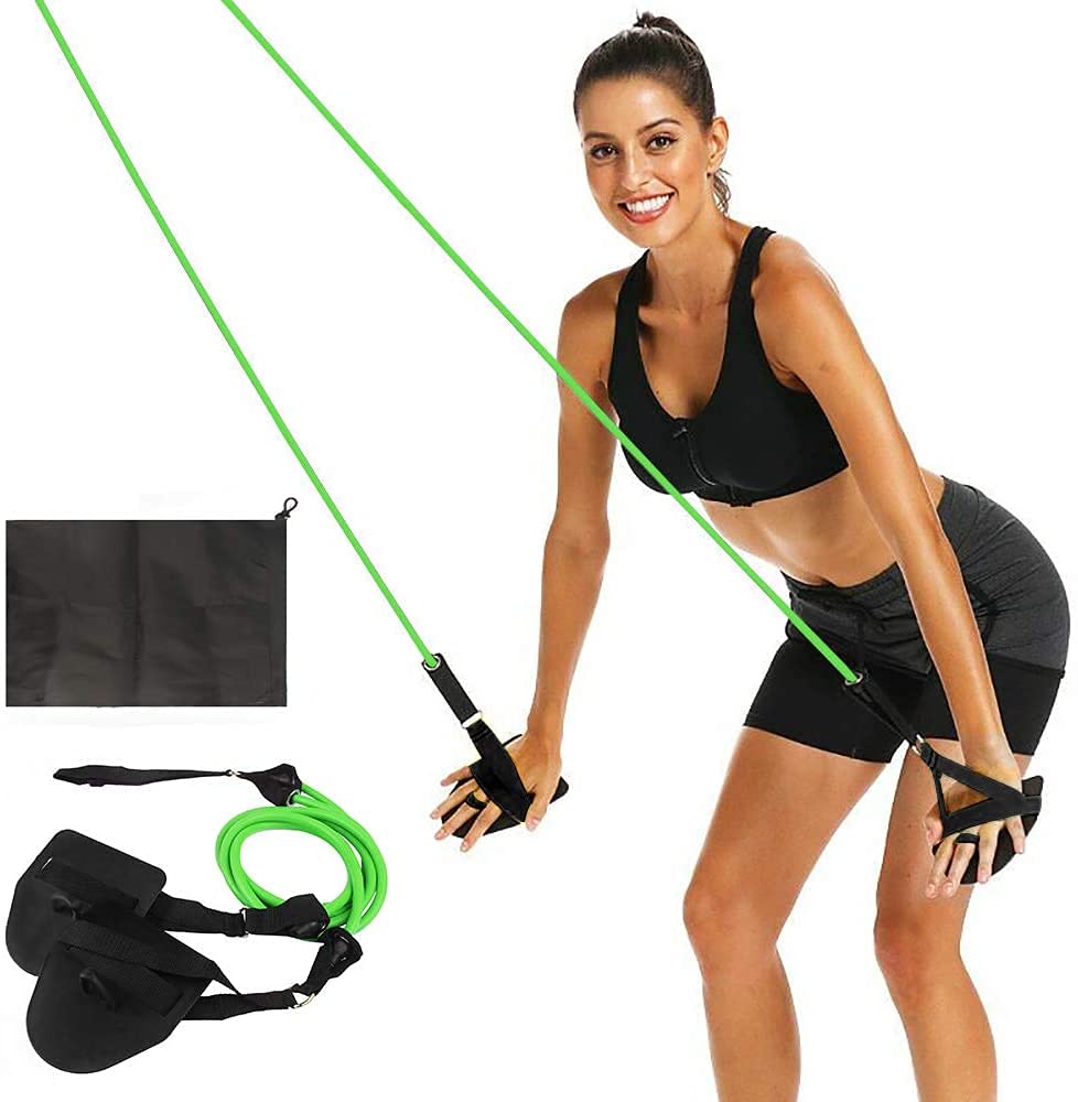 FOOING Swimming Arm Strength Trainer - Professional Freestyle Swimming Resistance Bands with Paddle Fins - Elastic Training Bands for Swim Workouts - Perfect for Pool Training, Competitive Swimming & Water Aerobics