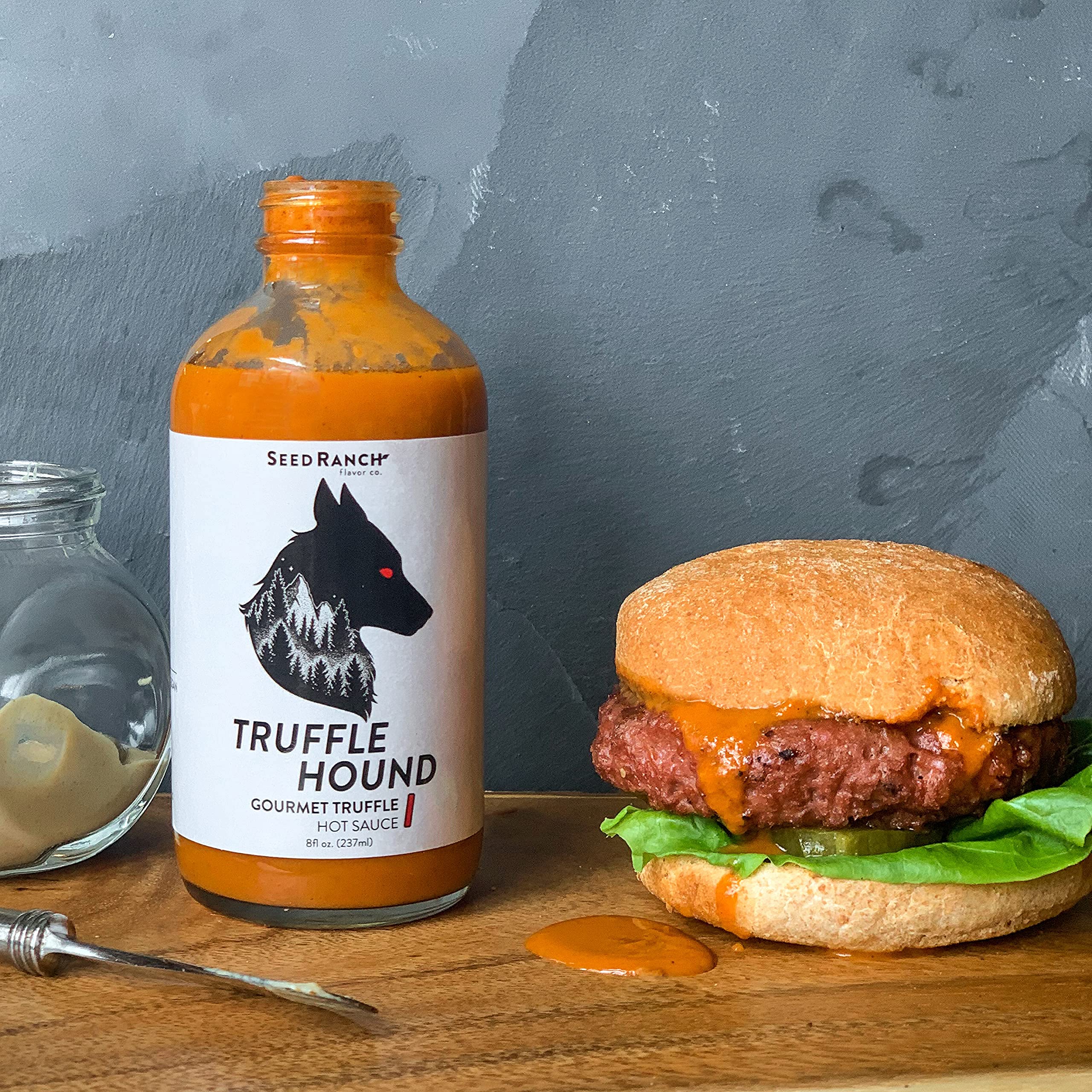 Seed Ranch Gourmet Truffle Hound Hot Sauce - 2 Pack Medium Heat Spicy Sauce with Chile de Arbol, Ghost Pepper & Garlic | Vegan, Non-GMO | Perfect for Pasta, Pizza, Wings & Sriracha Lovers | Bold Truffle Flavor for Cooking & Grilling