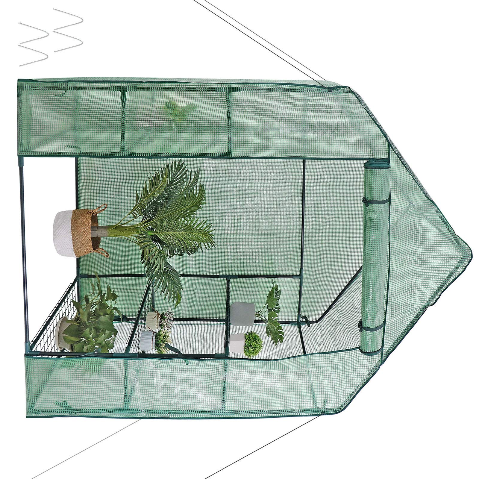 3-Tier 6-Shelf PE Fabric Walk-In Greenhouse with Roll-Up Zipper Door - Indoor/Outdoor Mini Greenhouse for Plants, Flowers, Seedlings & Gardening - Perfect for Patio, Backyard & Small Spaces