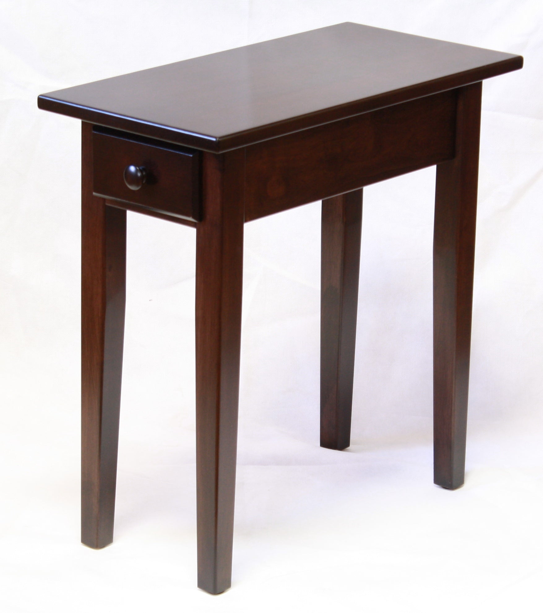 Narrow Maple Shaker Style Chairside End Table with Drawer - Nightstand, Living Room Accent Table, Bedside Table - Perfect for Small Spaces & Home Decor