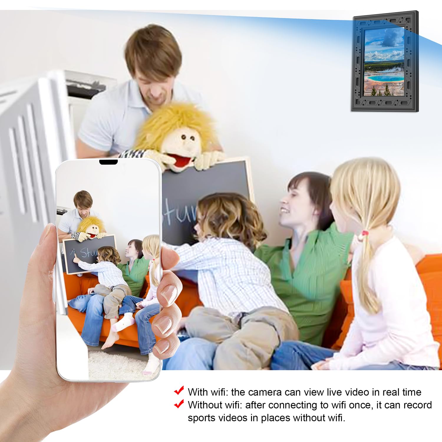 Spy Camera Picture Frame - 1080P HD Hidden Camera with WiFi, PIR Motion Detection & Night Vision | Remote Live View, 1-Year Standby | Ideal for Home Security, Nanny Cam, Office Surveillance