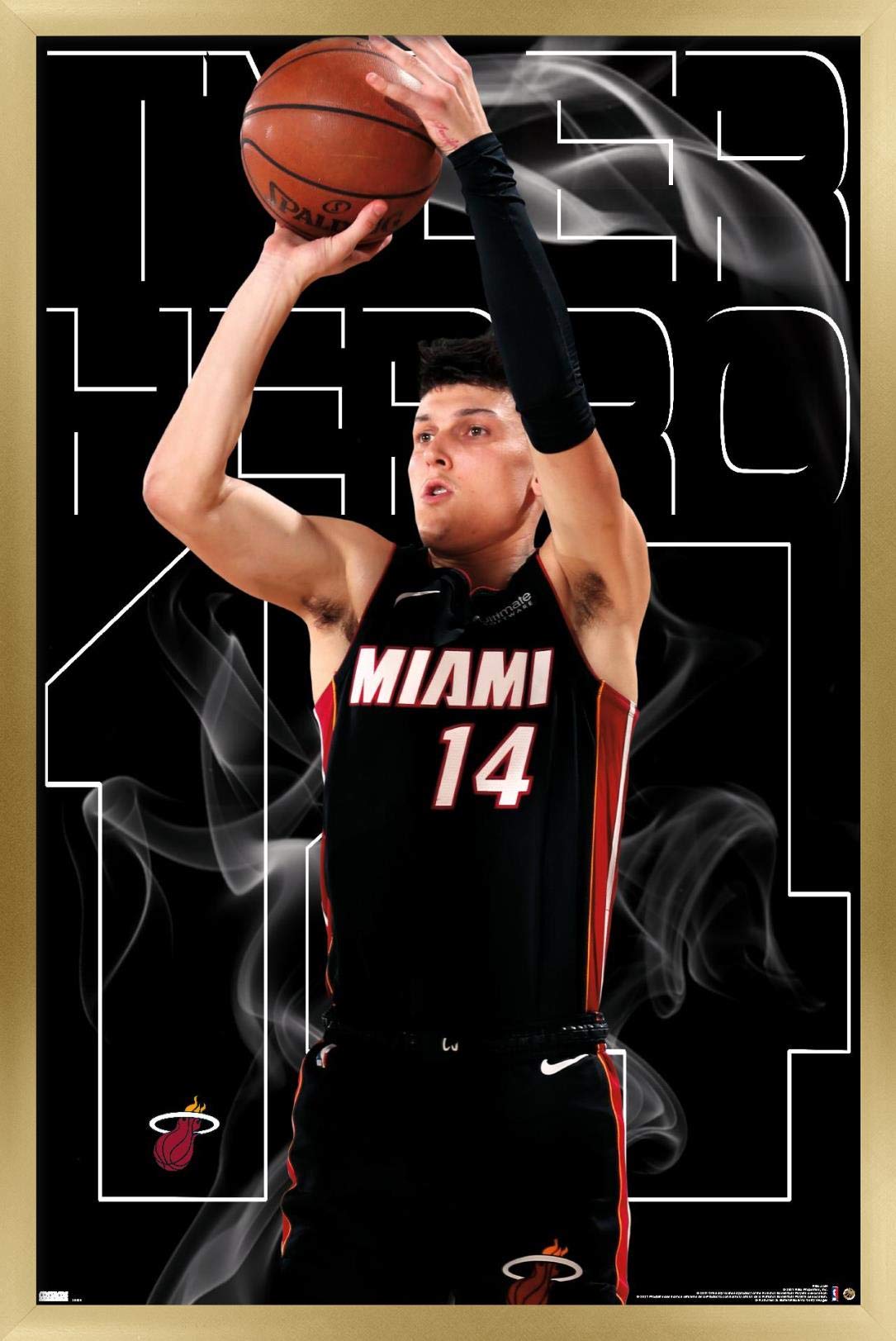 NBA Miami Heat Tyler Herro 20 Wall Poster - 34L x 22.4W Gold Framed Version | Premium Basketball Decor for Home, Office & Game Room