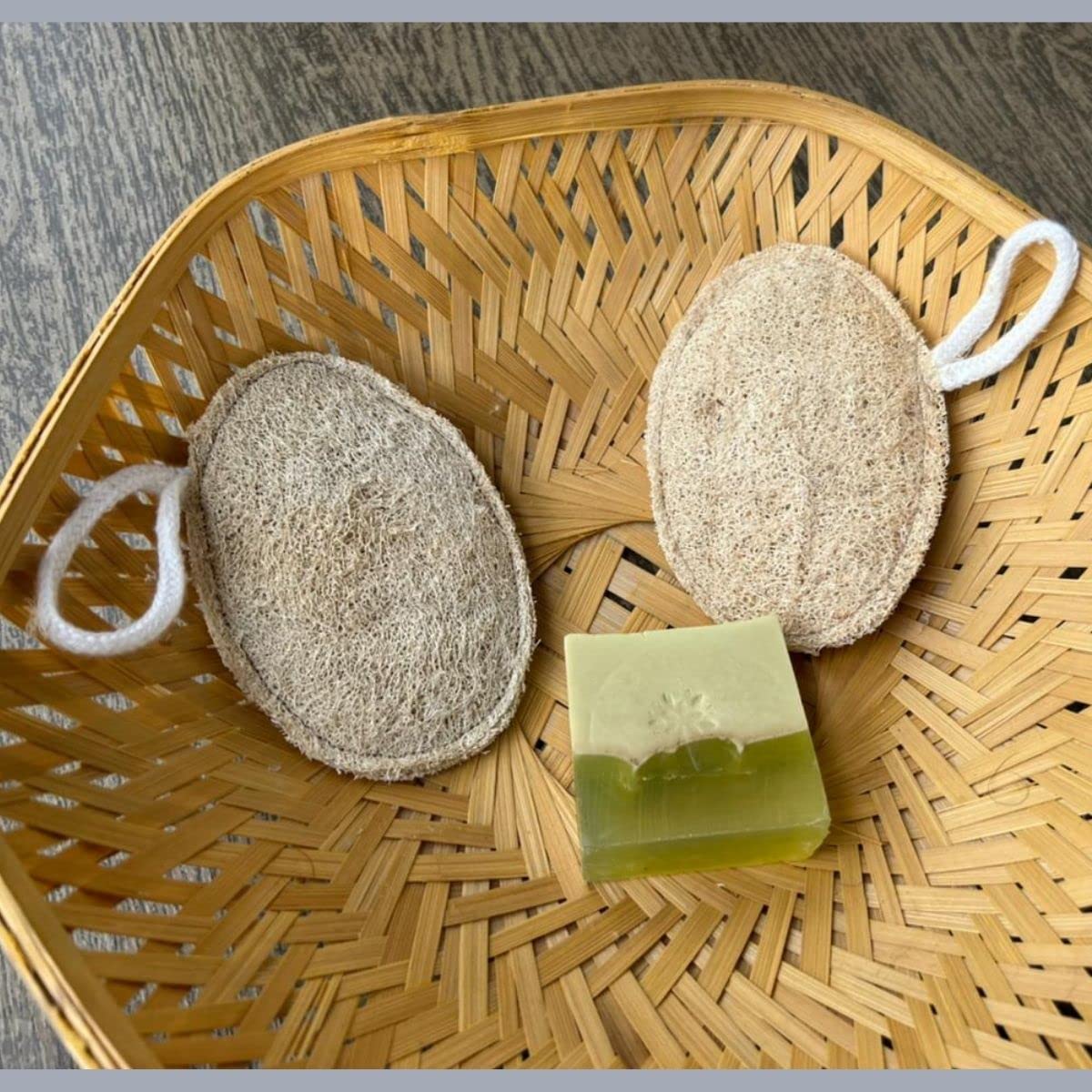 Organic Oval Loofah for Bath & Shower - 100% Natural Exfoliating Sponge (Pack of 2) | Gentle Skin Cleansing & Body Scrub for Spa, Home & Travel Use