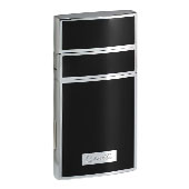 Premium Caseti Troy Black Lacquer Single Flame Torch Lighter - Windproof Refillable Butane Lighter for Cigars, Candles & Outdoor Use