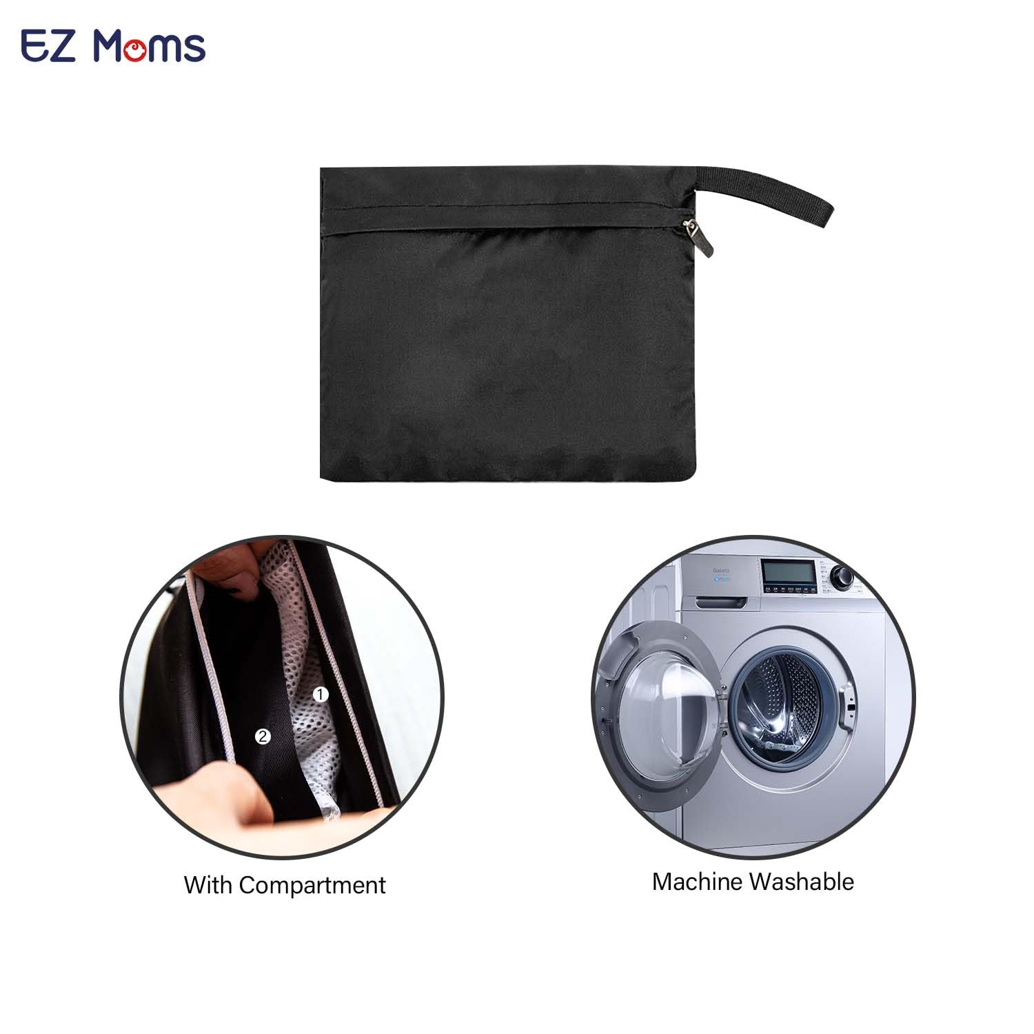 EZ Moms 6-Pack Small Multipurpose Zipper Storage Bags - 5.5''x6.1'' Waterproof Reusable Travel Organizer for Wet/Dry Items, Cloth Diapers, Swimsuits & Daily Essentials | Perfect for Baby Care, Beach Trips & Home Organization