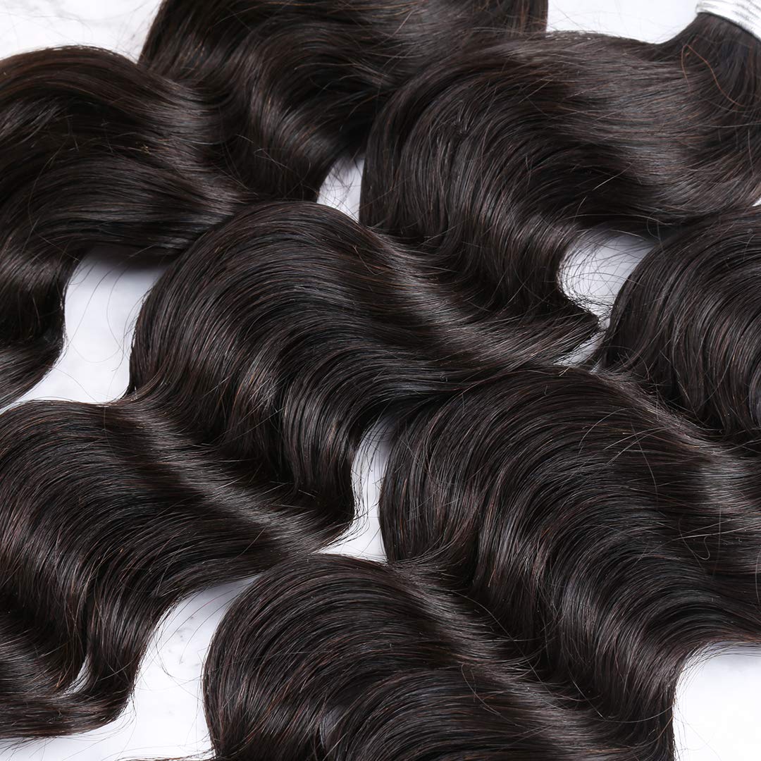 Bella Hair 100% Human Virgin Hair Weave - 3 Bundles Deep Wave Loose Wave Hair Extensions 12-30 Inch Natural Black Color for African American Women | Perfect for Daily Styling, Special Occasions & Protective Hairstyles