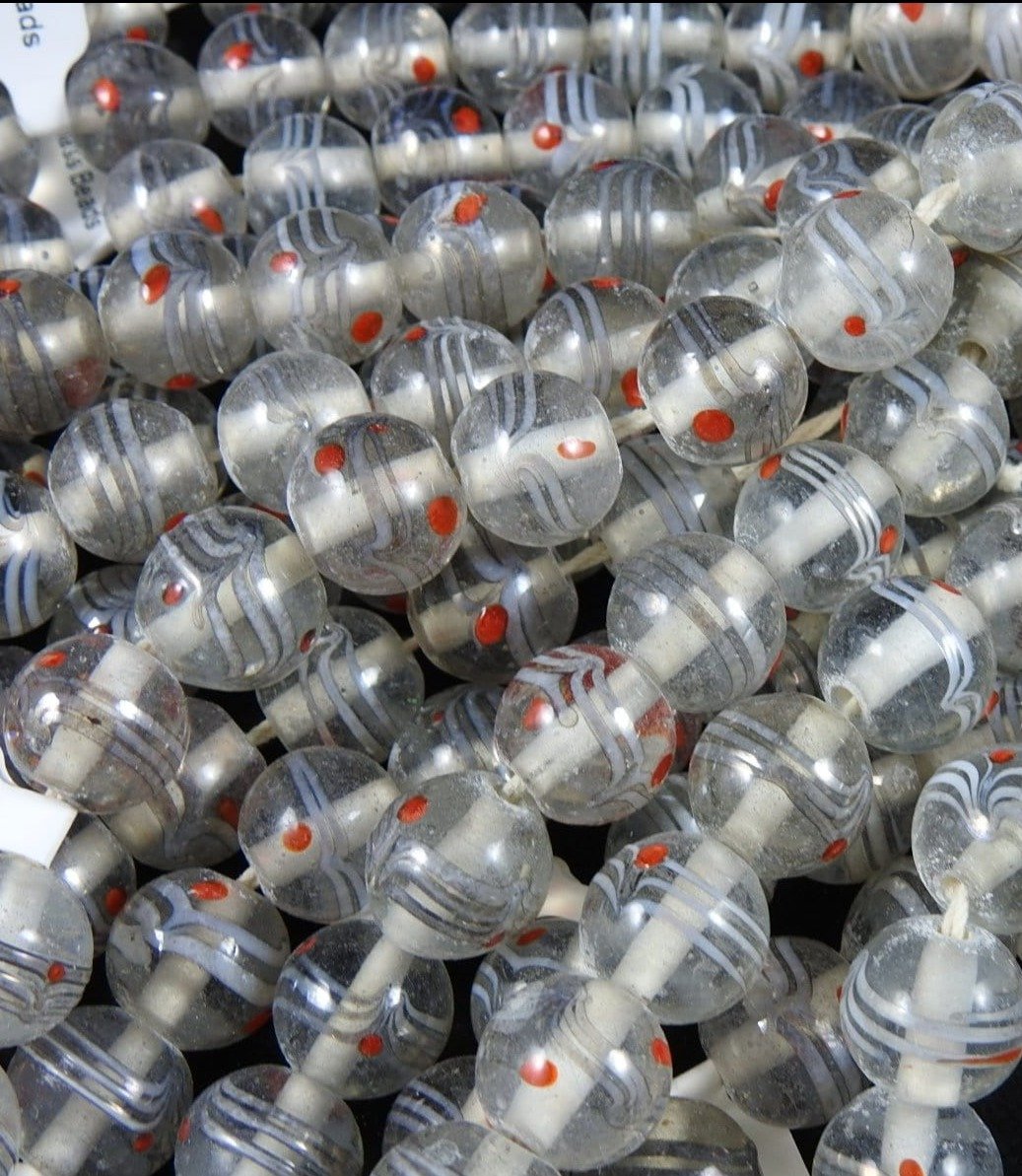 Handmade Clear & Red Glass Bead Strand - Unique Bohemian Style Jewelry Supplies for Necklaces, Bracelets & DIY Crafts