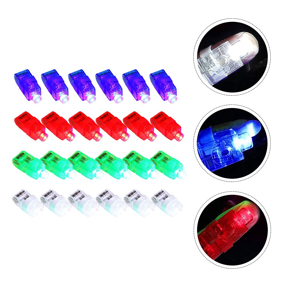 24pcs LED Finger Lights Glow Sticks - Colorful Light Up Ring Toys for Kids & Adults (Random Colors) - Perfect for Parties, Raves, Concerts & Night Events
