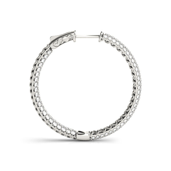 0.6 Inch 3-Row Pave Round Hoop Earrings - Sterling Silver or Gold Plated - Elegant Dangle Hoops for Women - Perfect for Parties, Weddings & Everyday Wear