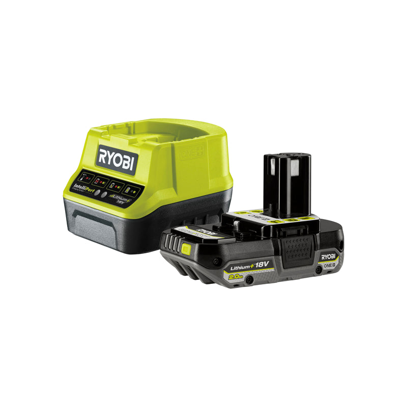 RYOBI 18V 2.0Ah ONE+ Lithium-Ion Battery and Charger Set (RC18120 120C) - Power Tools for DIY Projects, Home Improvement & Professional Use