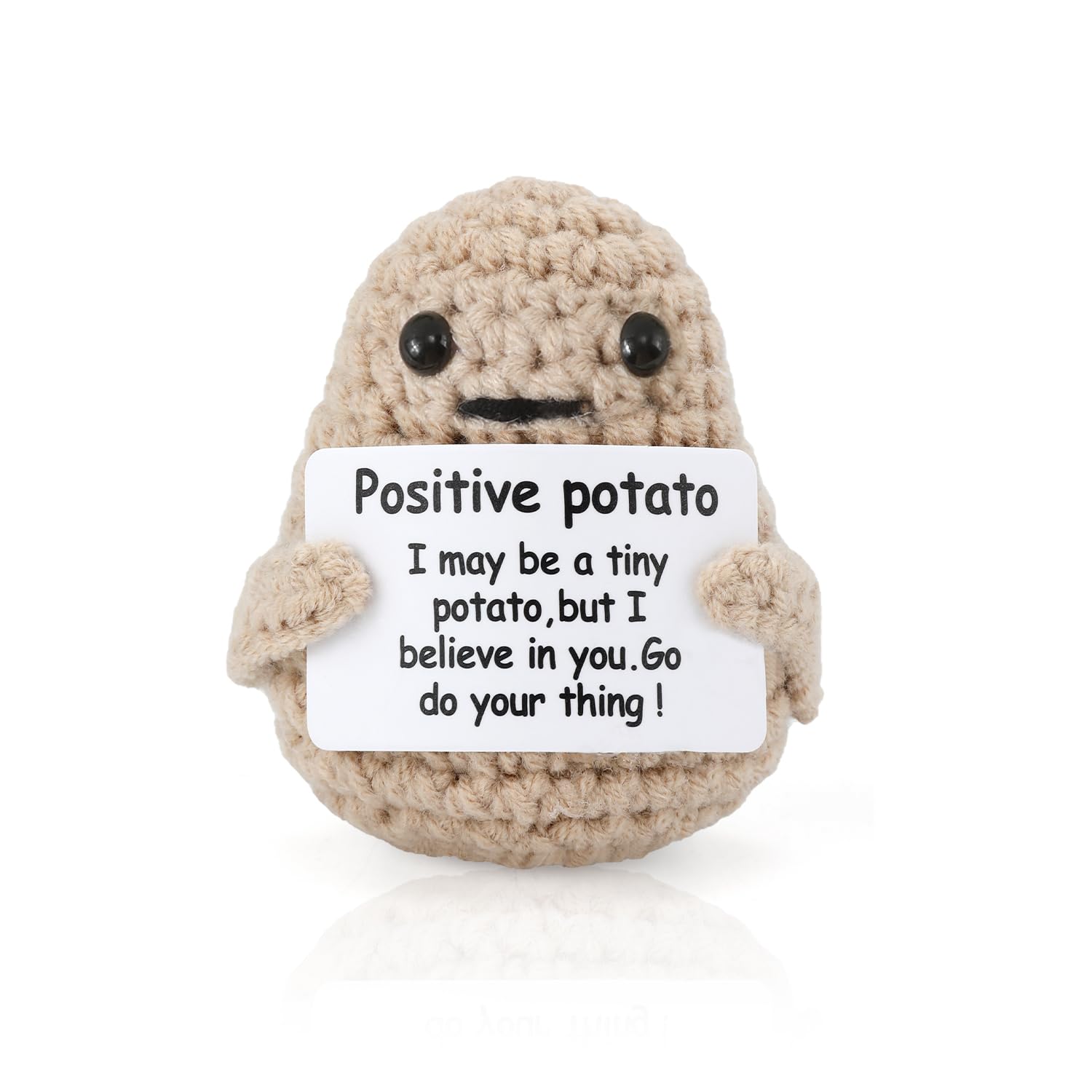 Mini Funny Positive Knitted Potato with Inspirational Cards - Cute Crochet Potato Ornaments for Encouragement, Motivational Gifts for Birthday, Office Desk Decor, Teacher Appreciation, Stress Relief & Positive Vibes