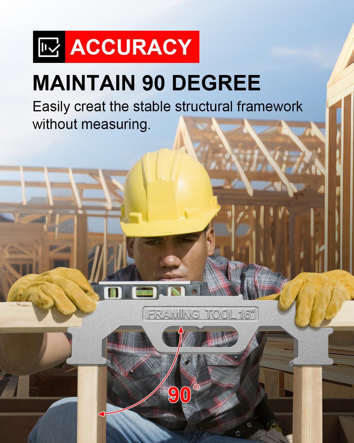 Kolvoii 16-Inch On-Center Framing Spacing Tool - Heavy Duty Cast Aluminum Stud Framing Jig for Walls, Roofs, Floors & Ladders | Perfect for DIY Home Construction, Woodworking & Professional Framing Projects