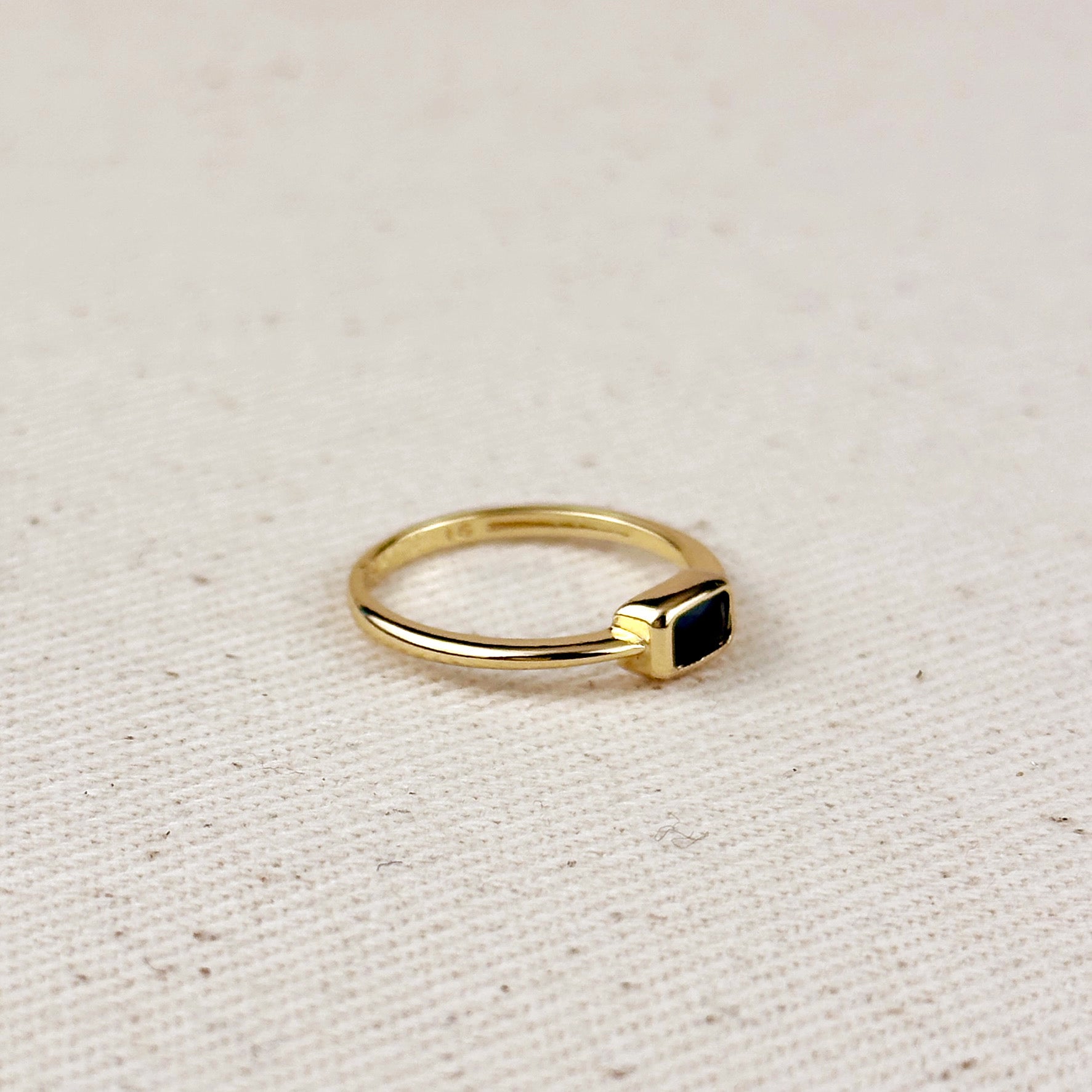 18K Gold Filled Colored Cubic Zirconia Solitaire Ring for Women - Elegant Rectangle CZ Engagement Ring, Wedding Band, Anniversary Gift for Her