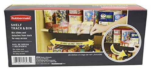 Rubbermaid Pantry Organization Shelf Track and Bin - Space-Saving Storage Solution for Kitchen Cabinets and Shelves