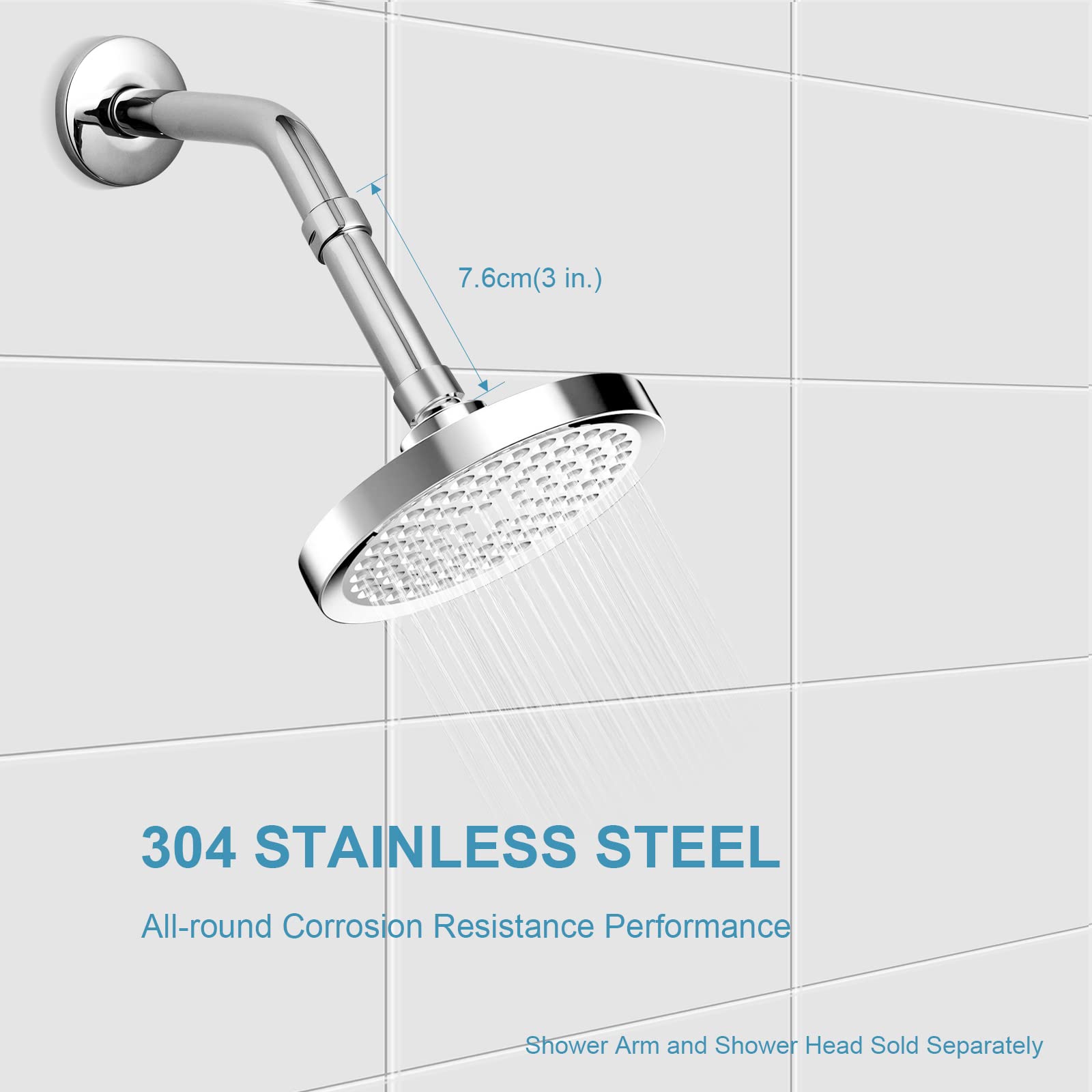 OFFO 3 Inch Chrome Shower Head Extension Arm - 304 Stainless Steel Adjustable Shower Arm for Fixed or Handheld Showerheads | Perfect for Bathroom Renovation, RV & Small Space Showers