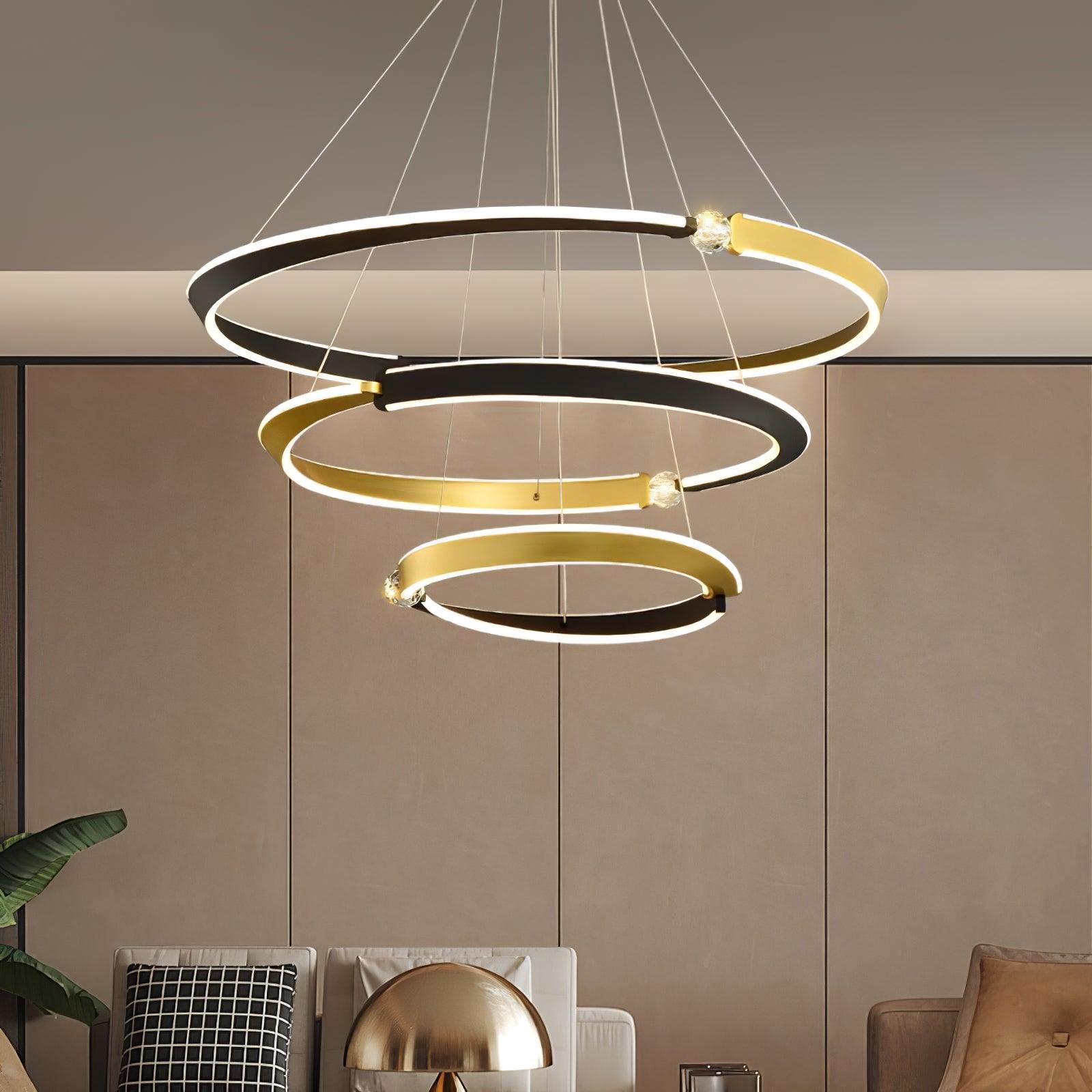 Modern LED Pendant Light Fixture - Dimmable Hanging Chandelier for Kitchen Island, Dining Room & Bedroom Lighting - Energy Efficient Ceiling Light with Adjustable Height