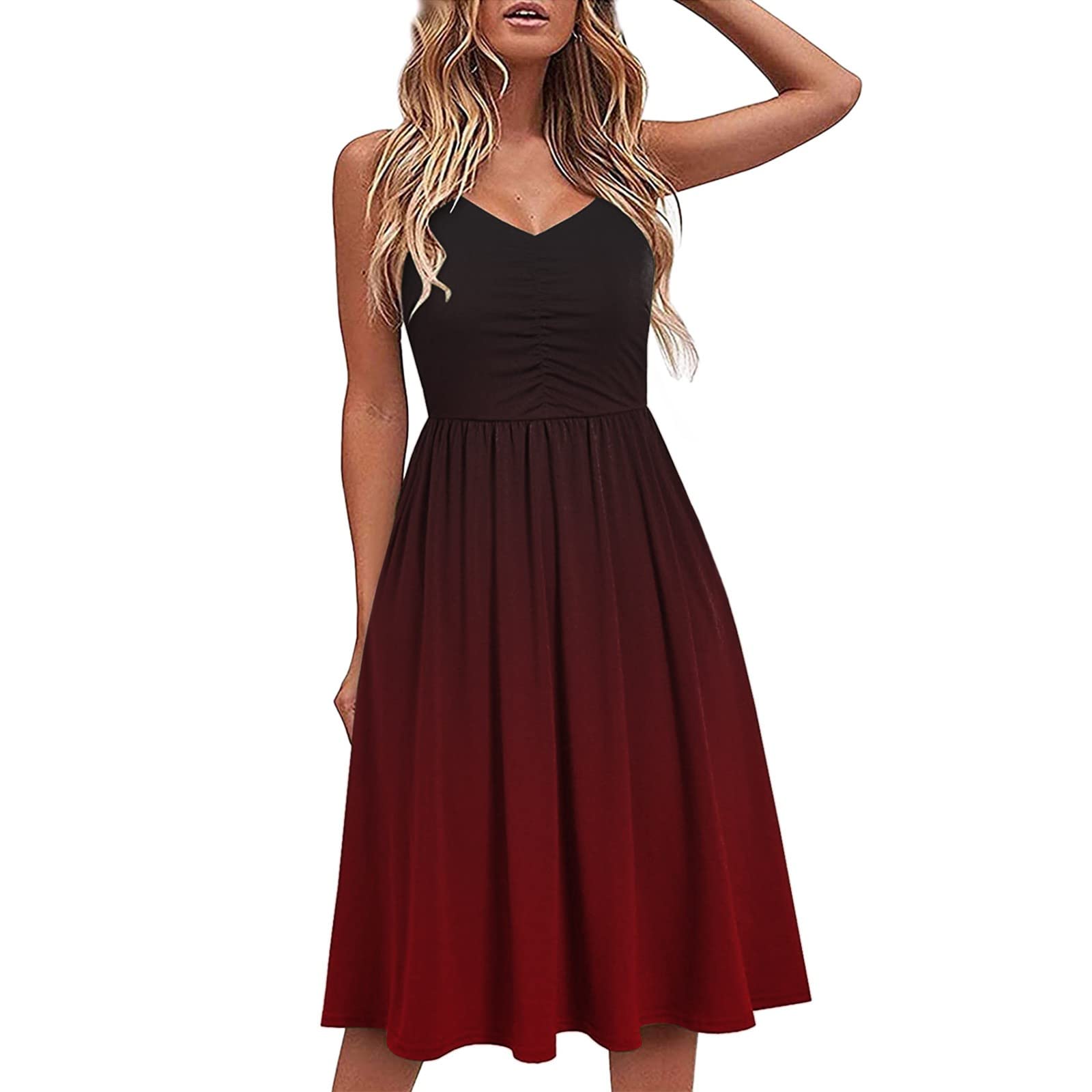 iQKA Women's Summer Casual Dress - Elegant Beach Party Swing Sundress, Sexy Sleeveless Knee-Length Dress for Vacation, Date Night & Outdoor Events | Flowy Comfort & Stylish Design