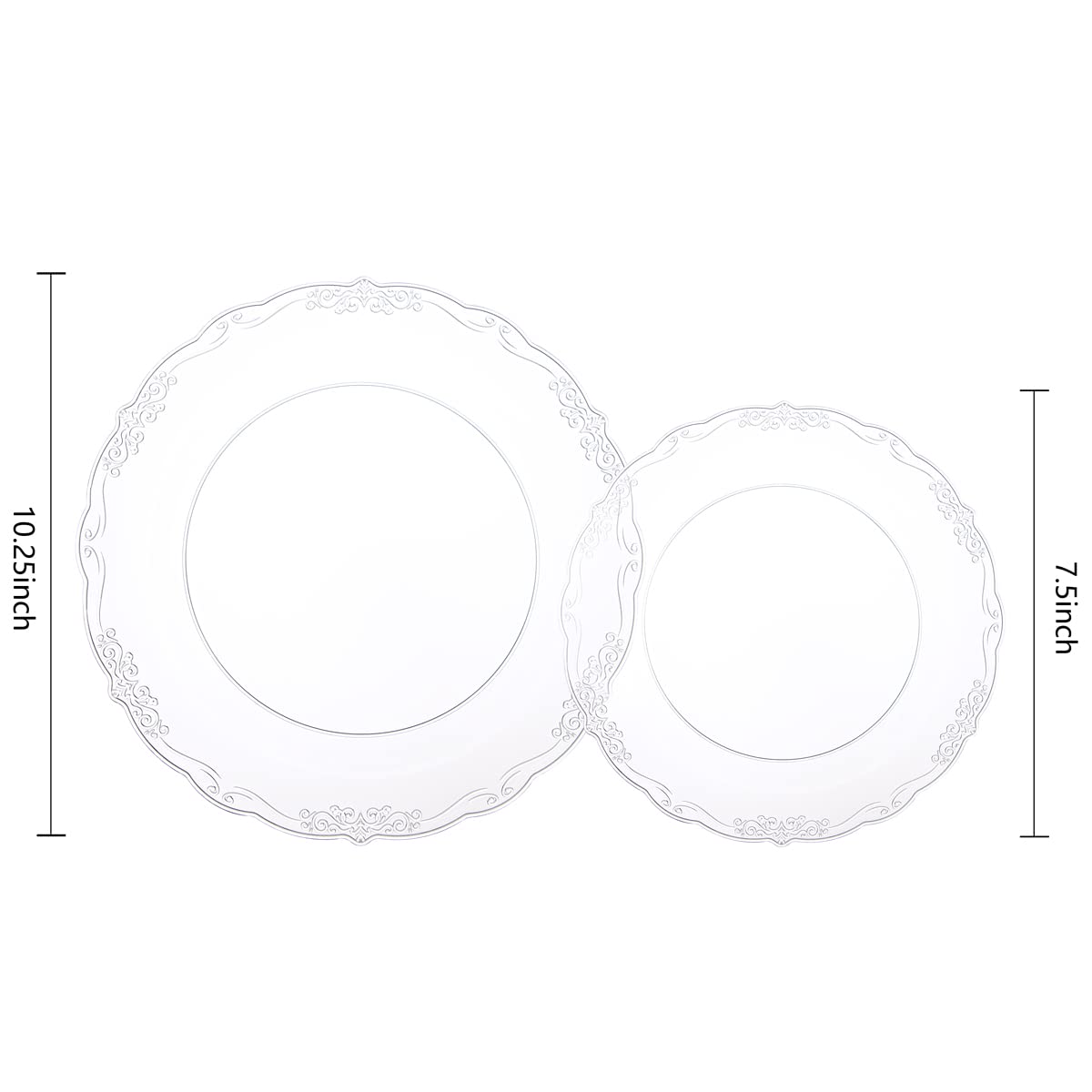 U-QE 100-Pack Clear Plastic Plates - Premium Disposable Dinner Plates & Dessert Plates for Parties, Holidays, Events - 50x 10.25