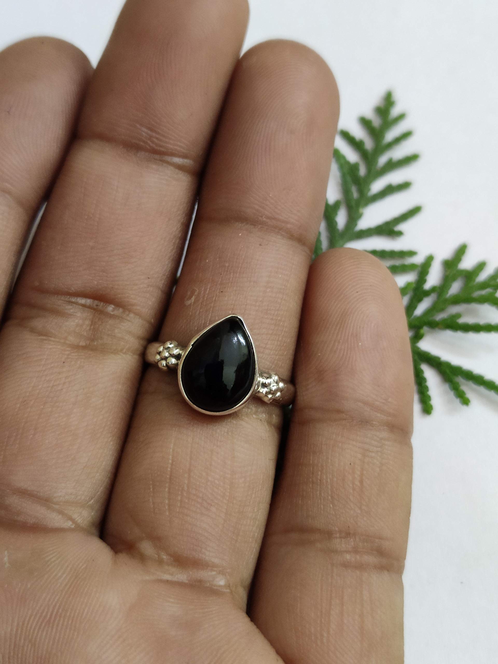 925 Sterling Silver Black Onyx Ring - Boho Chic Wedding Gift, Promise Ring & December Birthstone Jewelry | Elegant Bridesmaid Rings, Stackable Midi Rings for Women, Healing Crystal Jewelry | Perfect for Engagements, Anniversaries & Spiritual Healing
