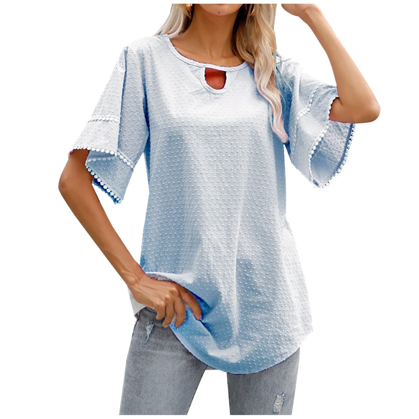 Plus Size Women's Summer Short Sleeve T-Shirts - Trendy Round Neck Tunic Tops, Solid Color Blouses & Comfy Tees for Casual Wear, Work & Vacation