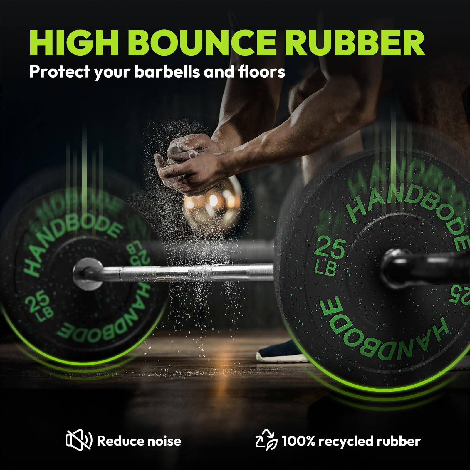 2-Inch Olympic Bumper Plates Set - High Bounce Rubber Weight Plates (45lb, 100lb, 160lb, 190lb, 260lb, 300lb) for Home Gym Strength Training - Perfect for CrossFit, Powerlifting & Weightlifting Workouts