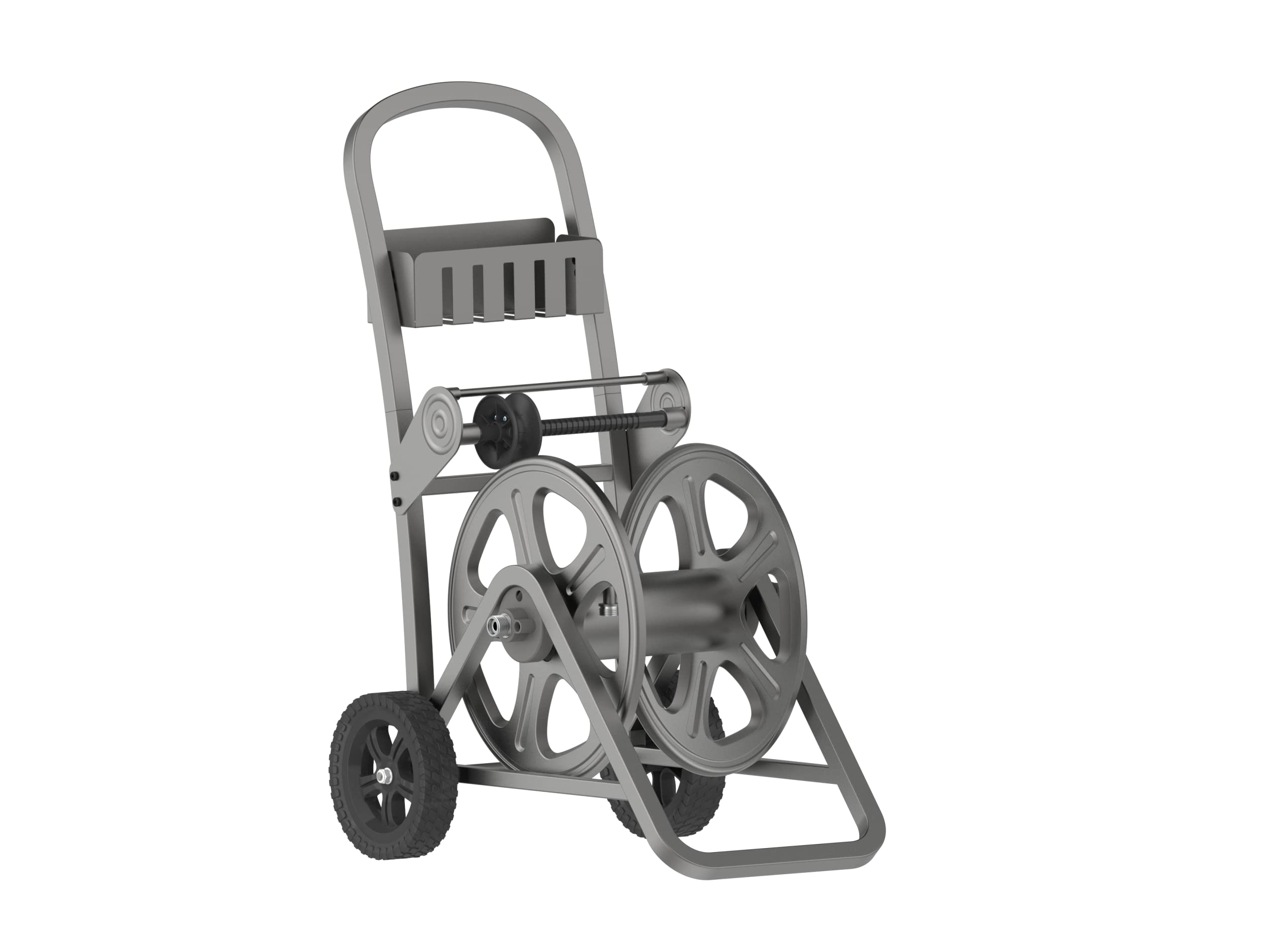 MHC-125 Gemini Hose Cart - Heavy Duty Garden Hose Reel with Wheels, Satin Grey Finish - Perfect for Lawn Care, Yard Maintenance & Watering Plants