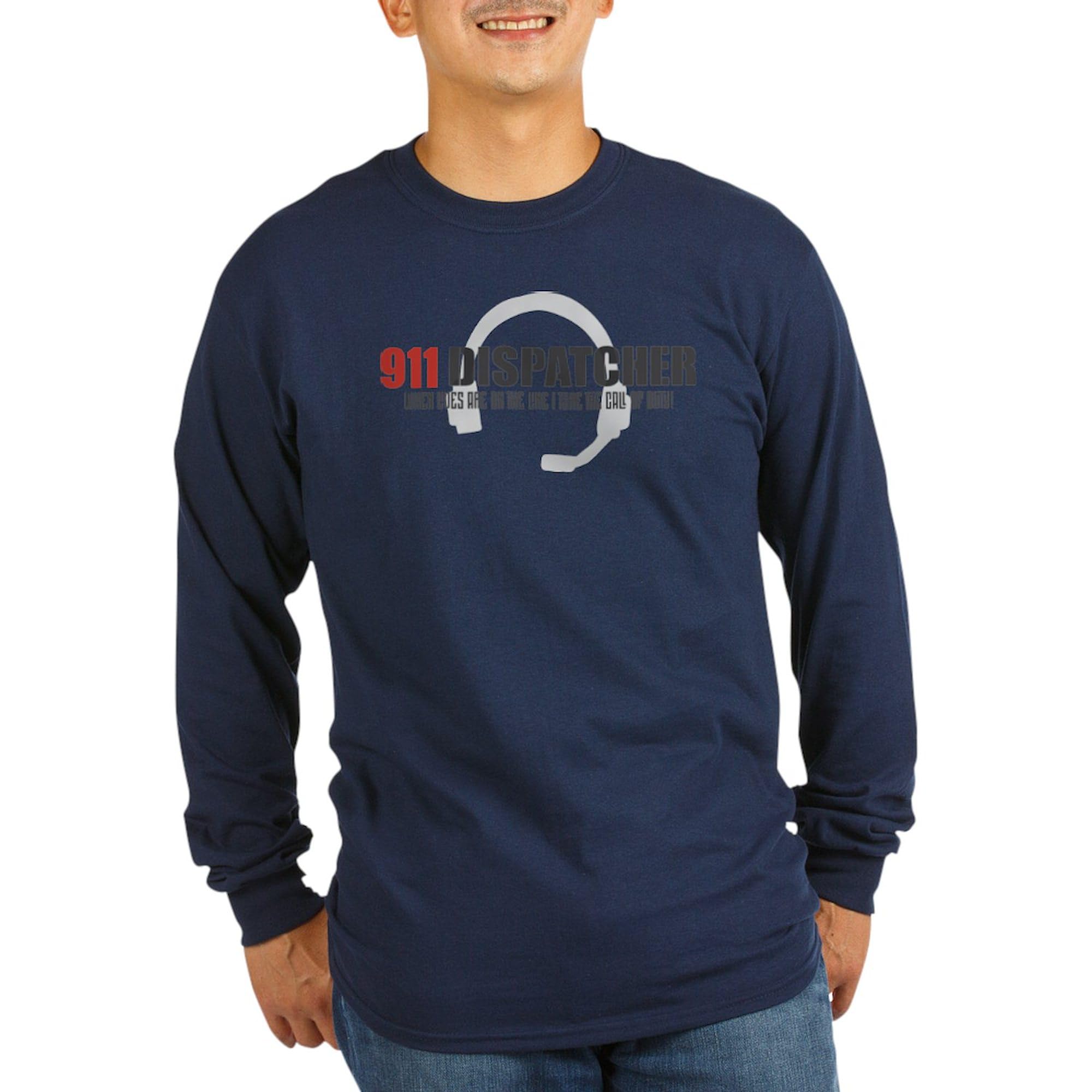 911 Dispatcher Long Sleeve Dark T-Shirt for Men - Comfortable Crewneck Work Shirt for First Responders, EMS & Police Officers - Perfect for Duty, Appreciation Gifts & Everyday Wear