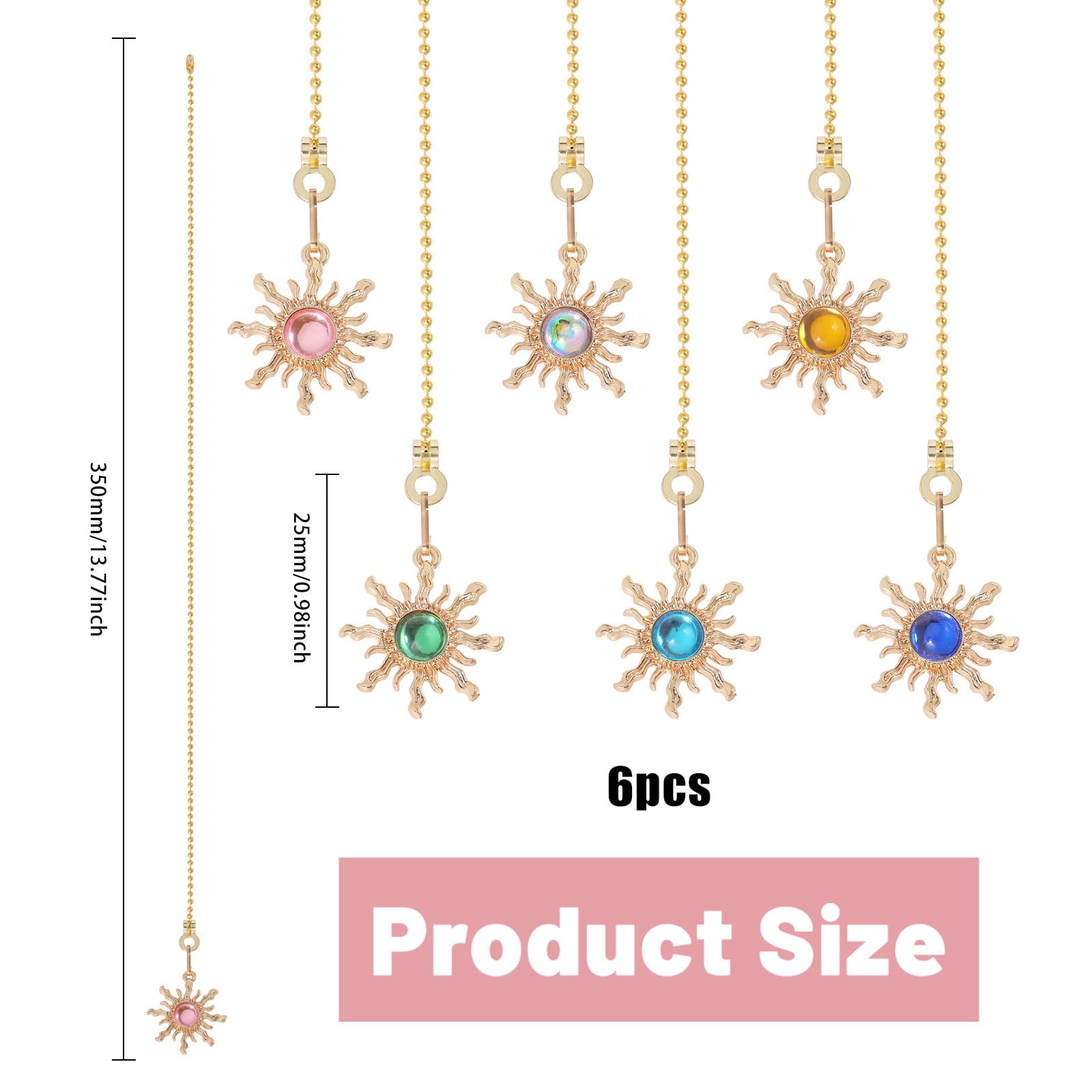 GLOBLELAND 6-Pack Alloy Resin Ceiling Fan Pull Chain Extenders - Decorative Light Pull Chains with Connectors for Ceiling Fans & Lights | Perfect for Bedroom, Living Room & Outdoor Patio Fans