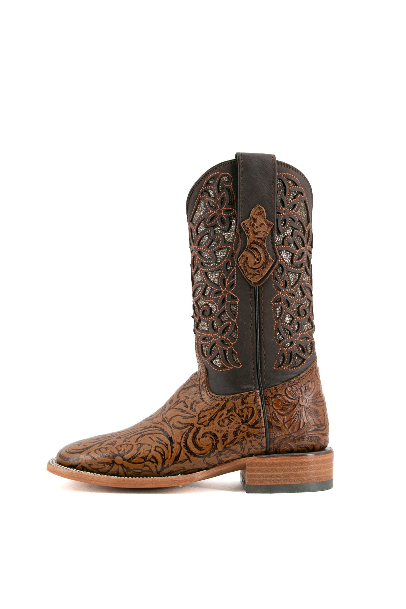 Tooled Cincelado Square Toe Cowgirl Boots for Women - Western Style Leather Riding Boots - Perfect for Country Dancing, Rodeos & Cowboy Fashion