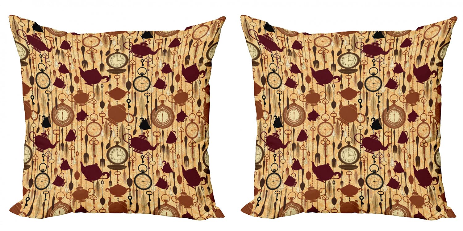 Ambesonne Victorian Style Tea Party Decorative Throw Pillow Covers (Pack of 2) - 16