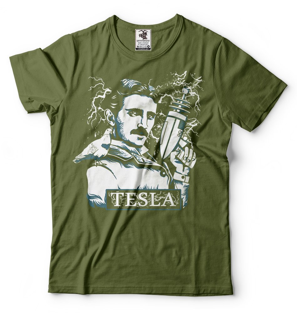 Nikola Tesla T-Shirt with Electrical Gun Design - Funny Science Men's Tee for Tesla Fans, Gifts & Casual Wear