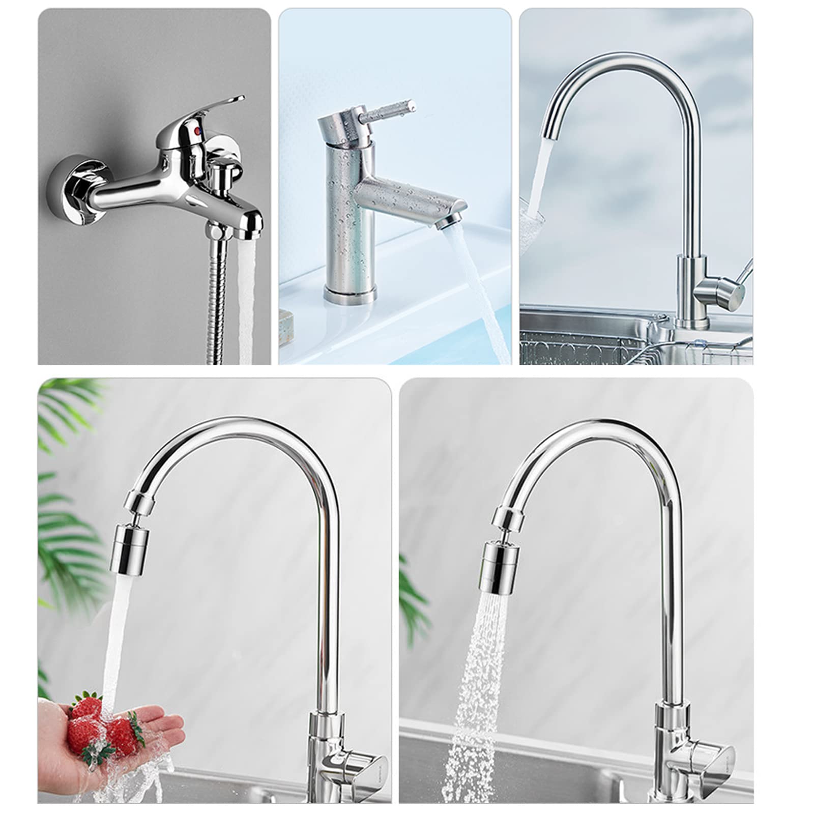 2PCS 360 Degree Rotatable Kitchen Sink Faucet Aerator Spray Head - 1.8GPM Dual Function Swivel Sprayer Attachment in Polished Chrome | Perfect for Washing Dishes, Filling Pots & Cleaning Sinks