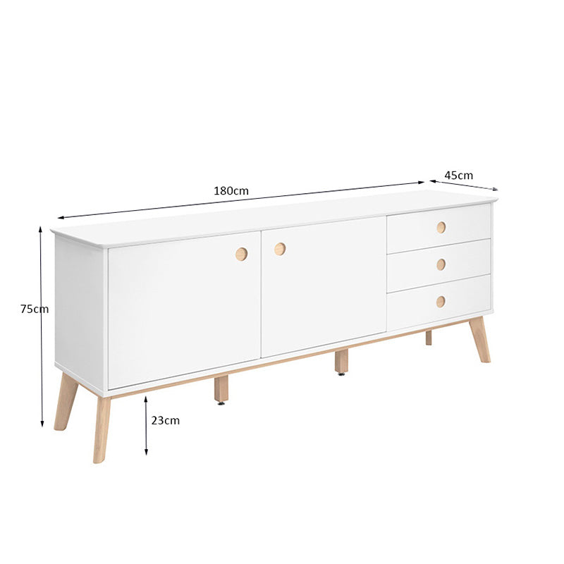 Modern SABINE Sideboard Buffet Cabinet 180cm - White & Black Finish for Dining Room Storage & Living Room Organization