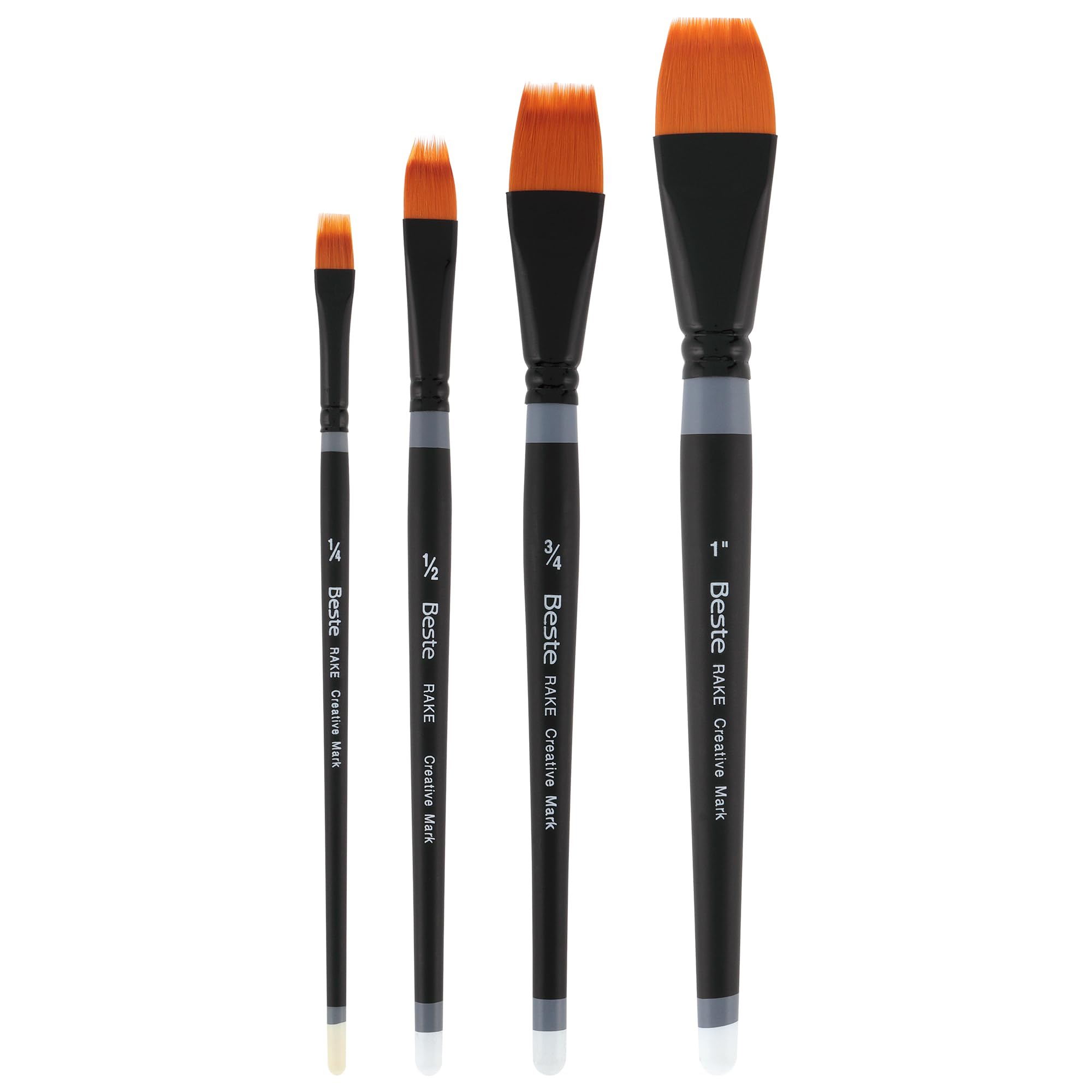 Creative Mark Beste Golden Taklon Hair Brushes - Rake - 3/4 Inch - 2 Pack - Professional Watercolor Paint Brushes for Acrylic, Watercolor & Oil Painting - Perfect for Artists, Hobbyists & Classroom Use
