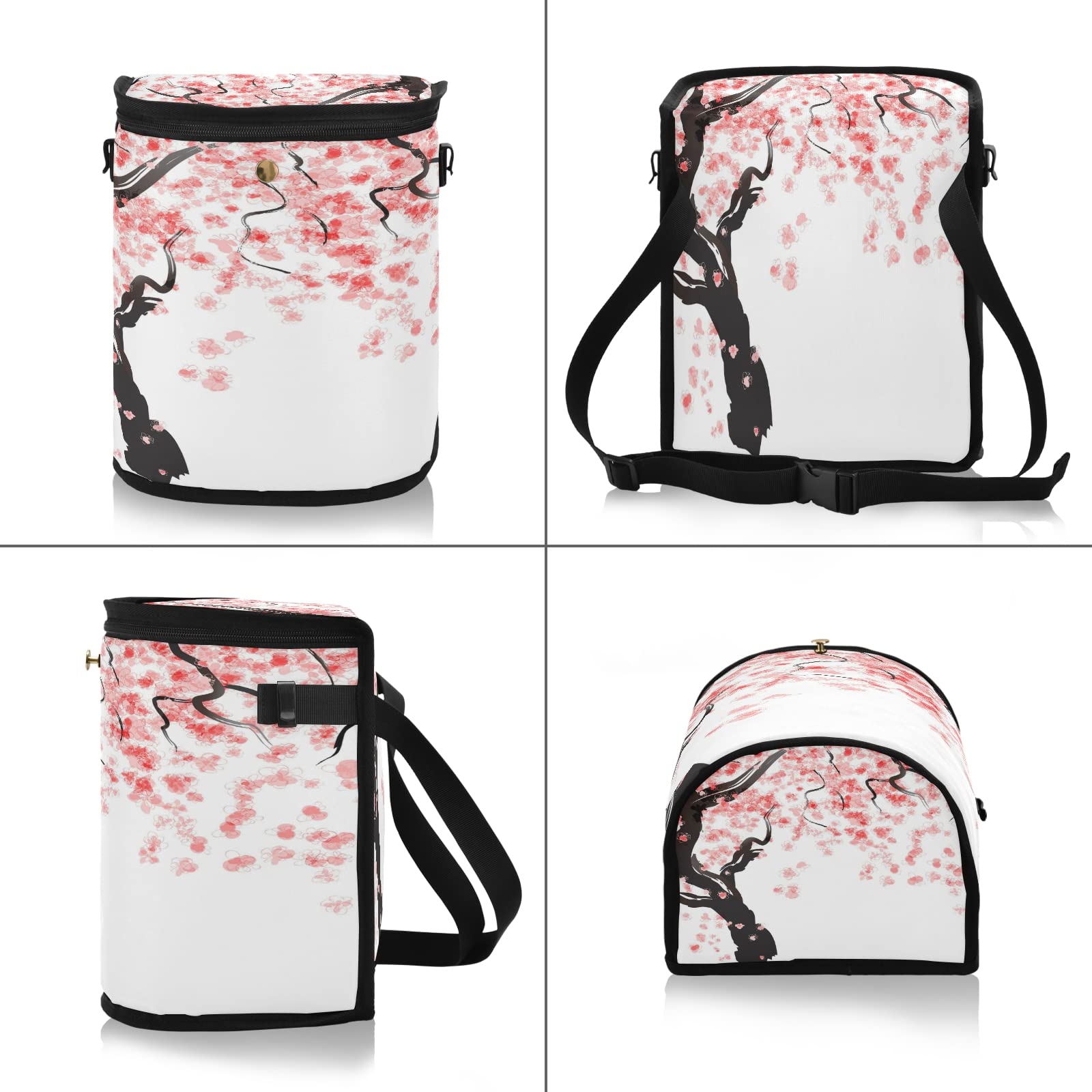 Senya Leak-Proof Hanging Car Trash Can - Japanese Cherry Blossom Design Car Garbage Bin with Organizer Bag | Perfect for Road Trips, Commuting & Keeping Your Vehicle Clean