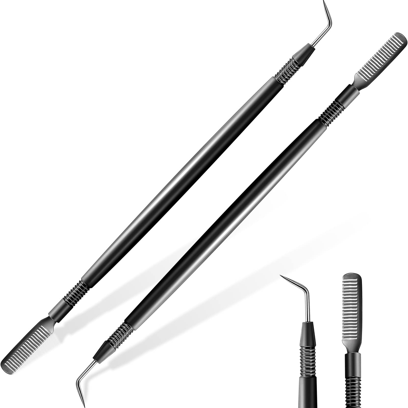 Chumia 2-Piece Stainless Steel Eyelash Lift Perm Kit - Lash Separator & Tint Tools for Professional Lash Lifting, Perming, Tinting & Curling - Perfect for Salon & Home Use (Black)
